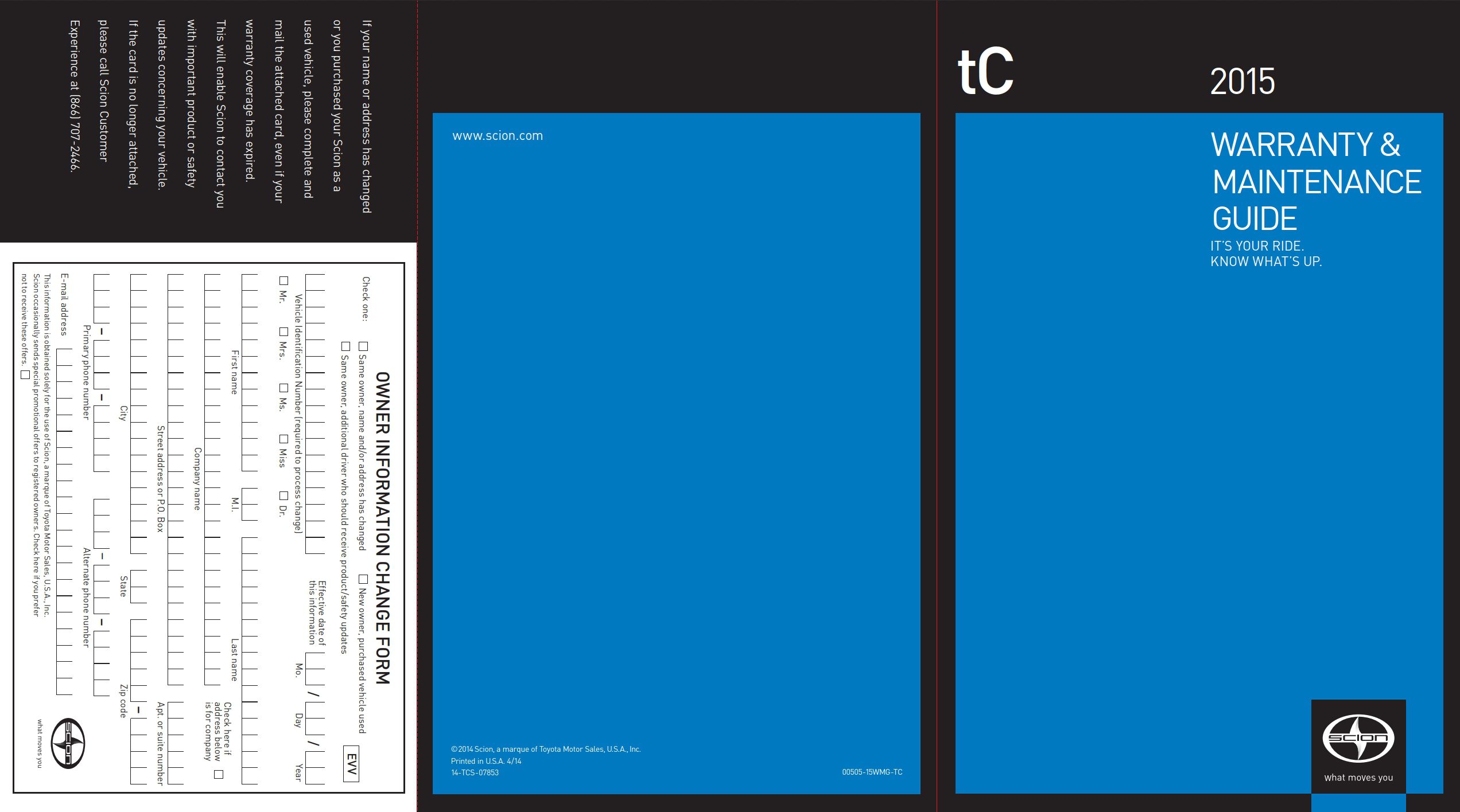 2015 scion tc owner's manual