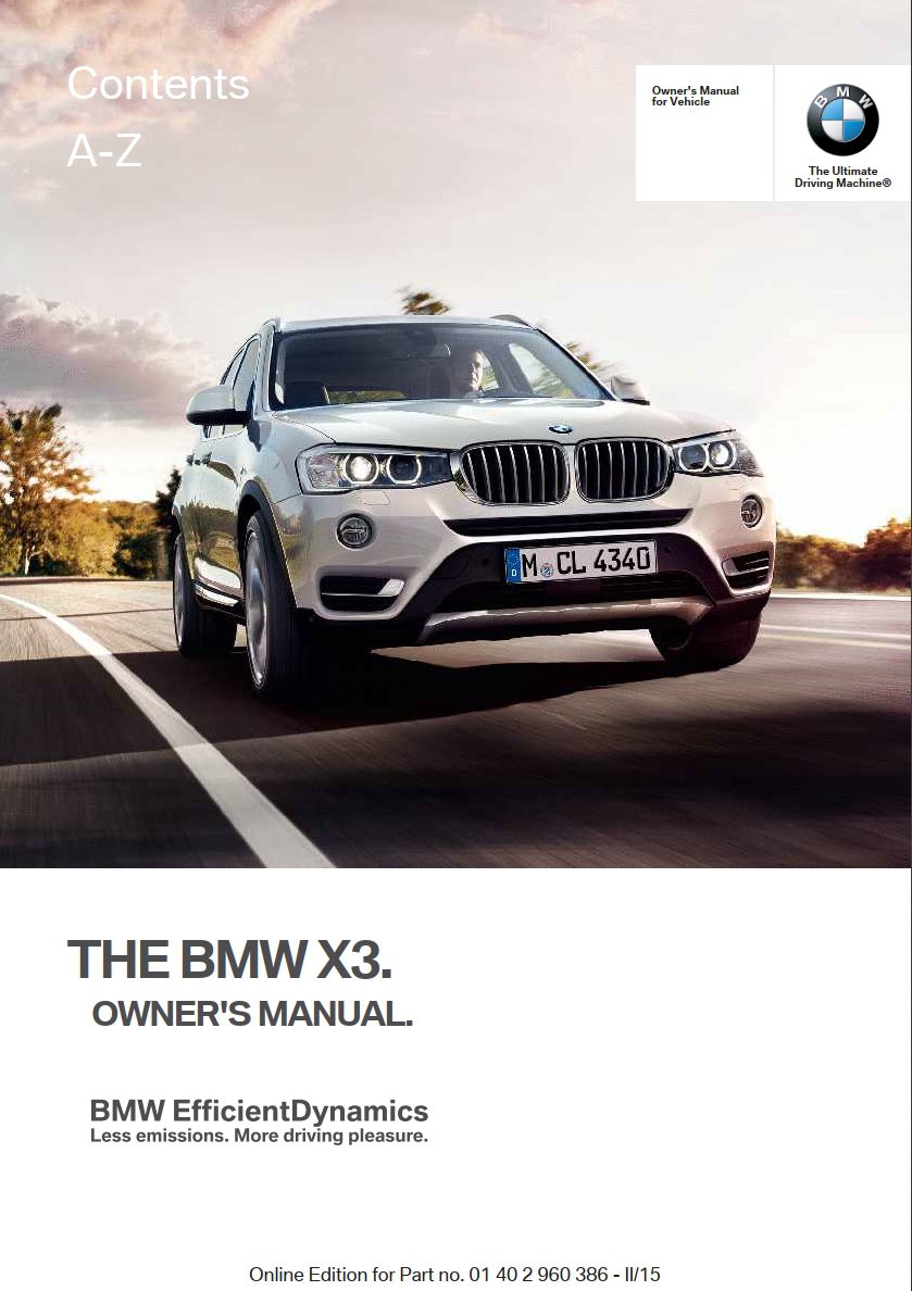 2016 bmw x3 owner's manual