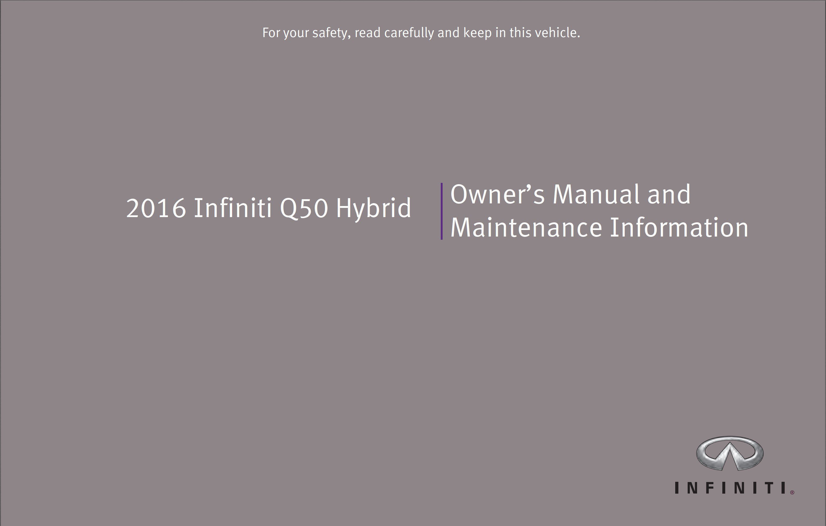 2016 infiniti q50 hybrid owner's manual