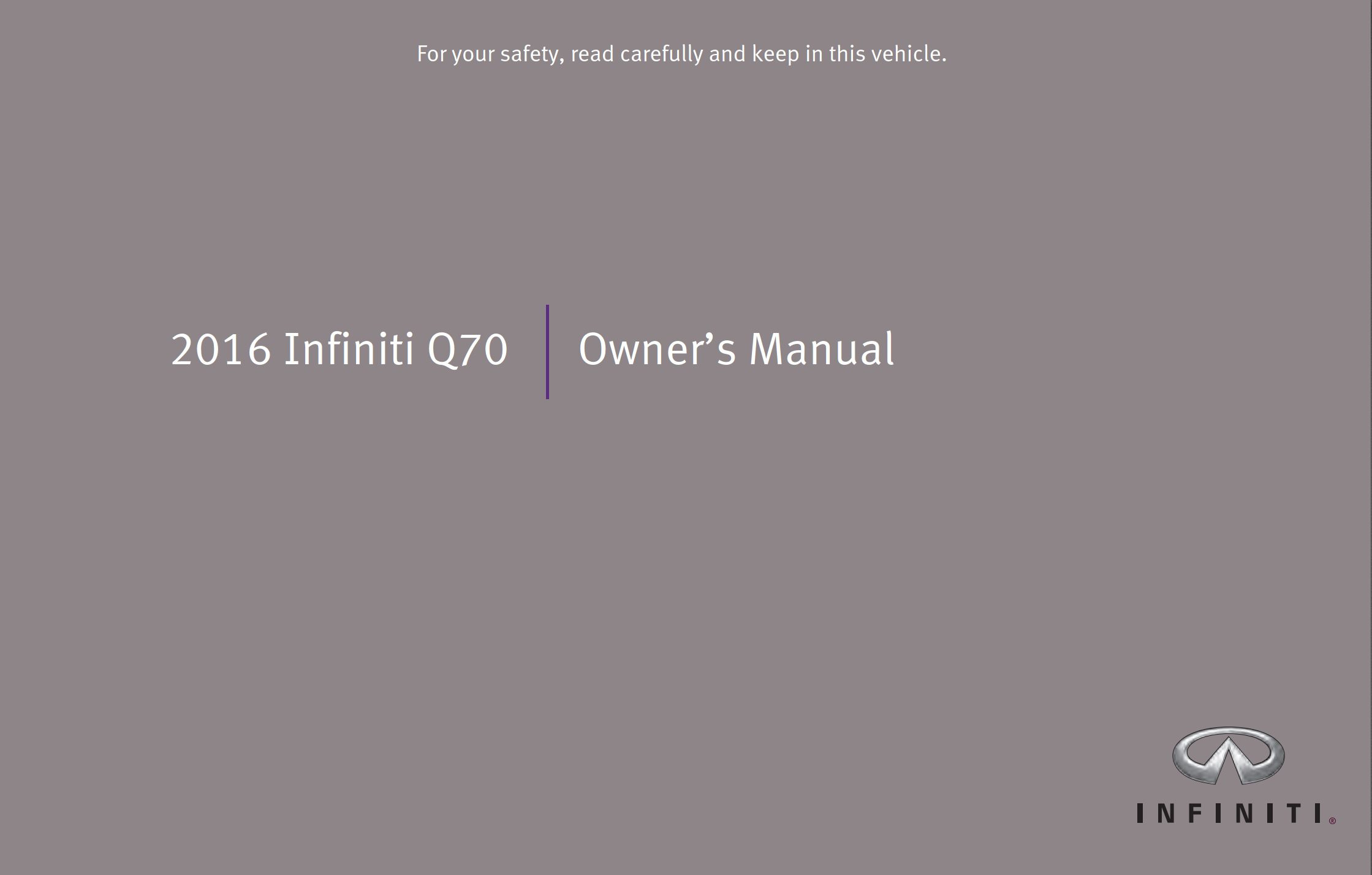 2016 infiniti q70 owner's manual