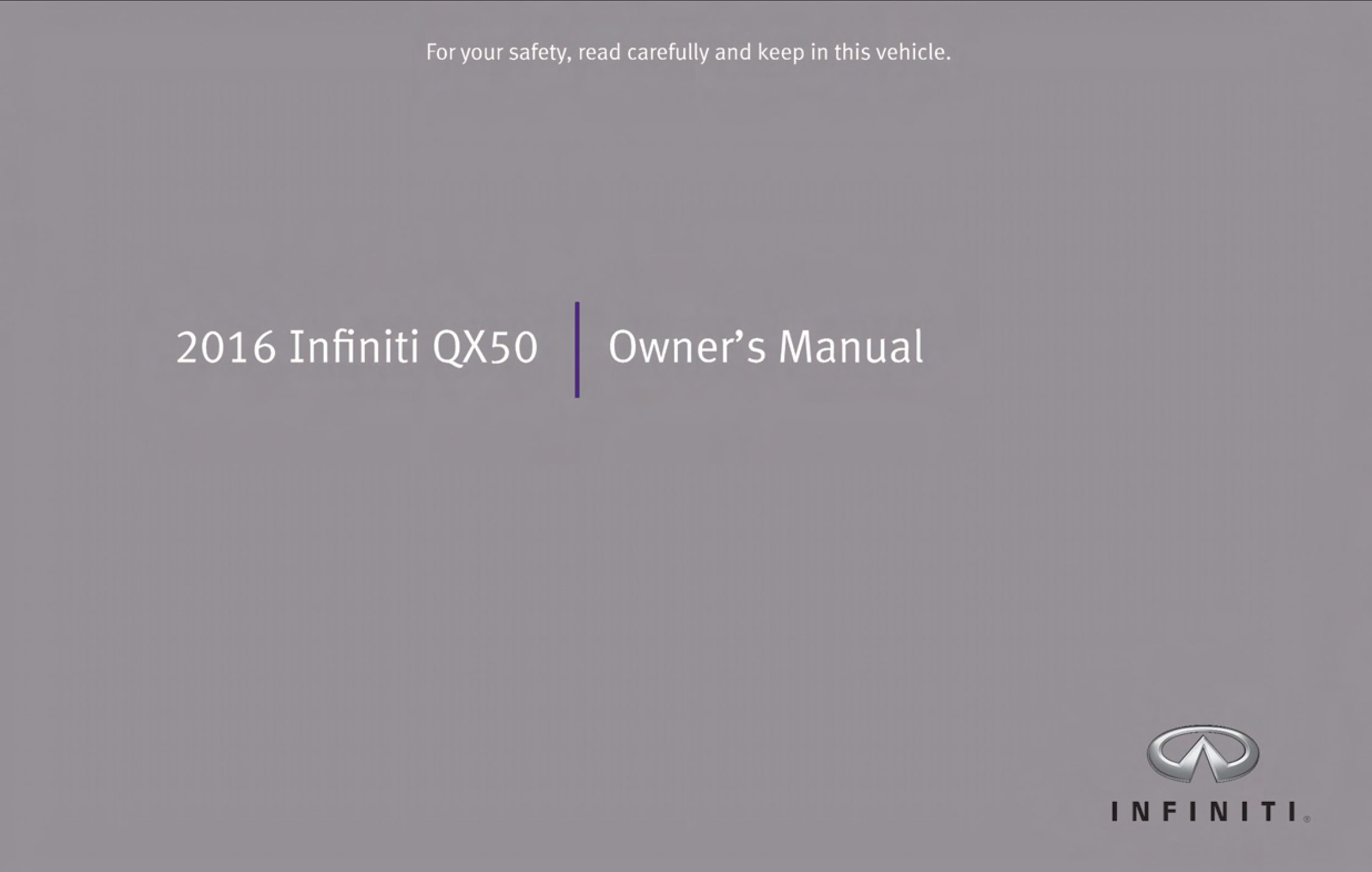 2016 infiniti qx50 owner's manual