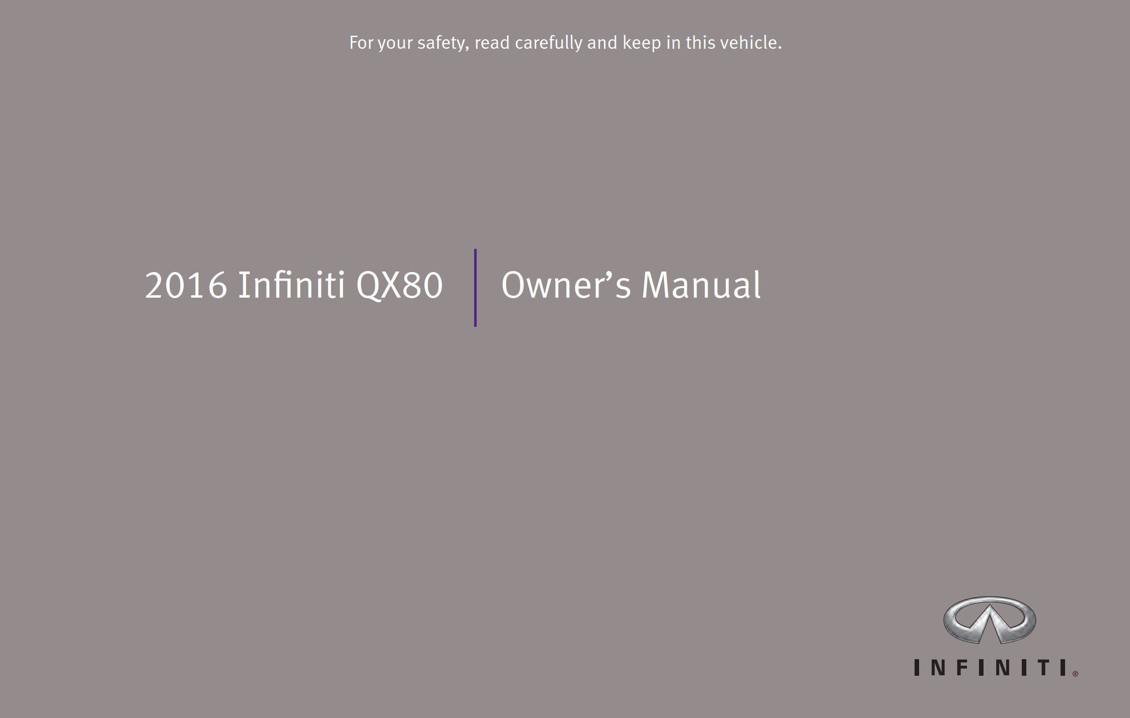 2016 infiniti qx80 owner's manual