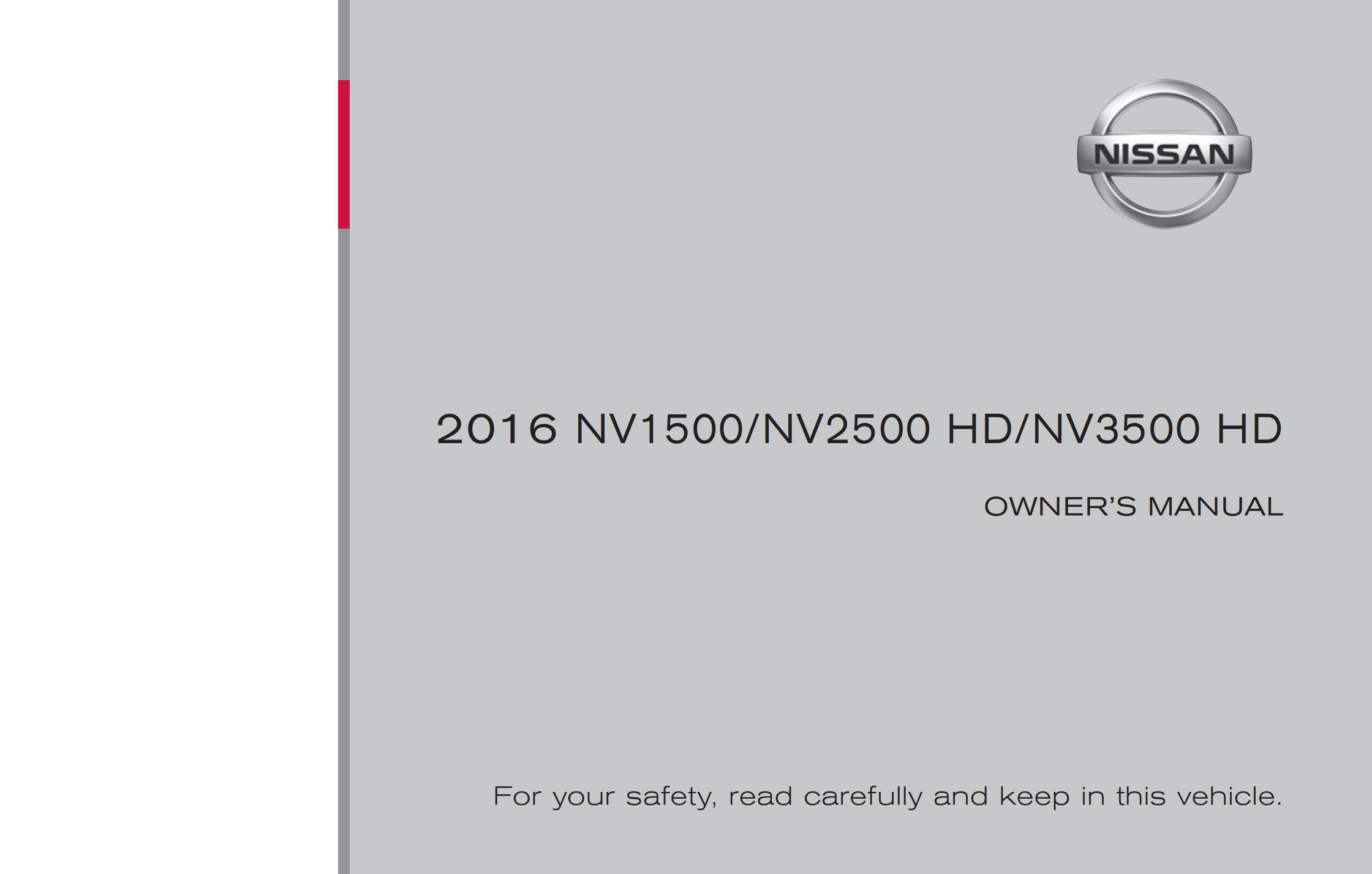 2016 nissan nv cargo van owner's manual