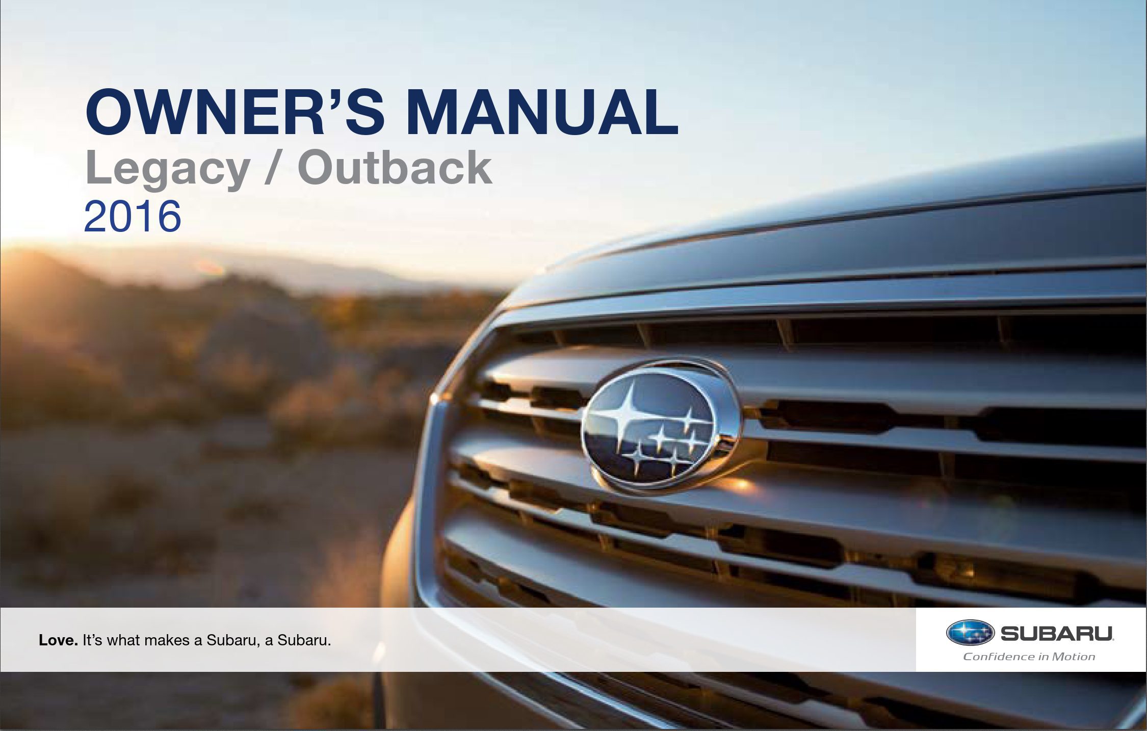 2016 subaru outback owner's manual