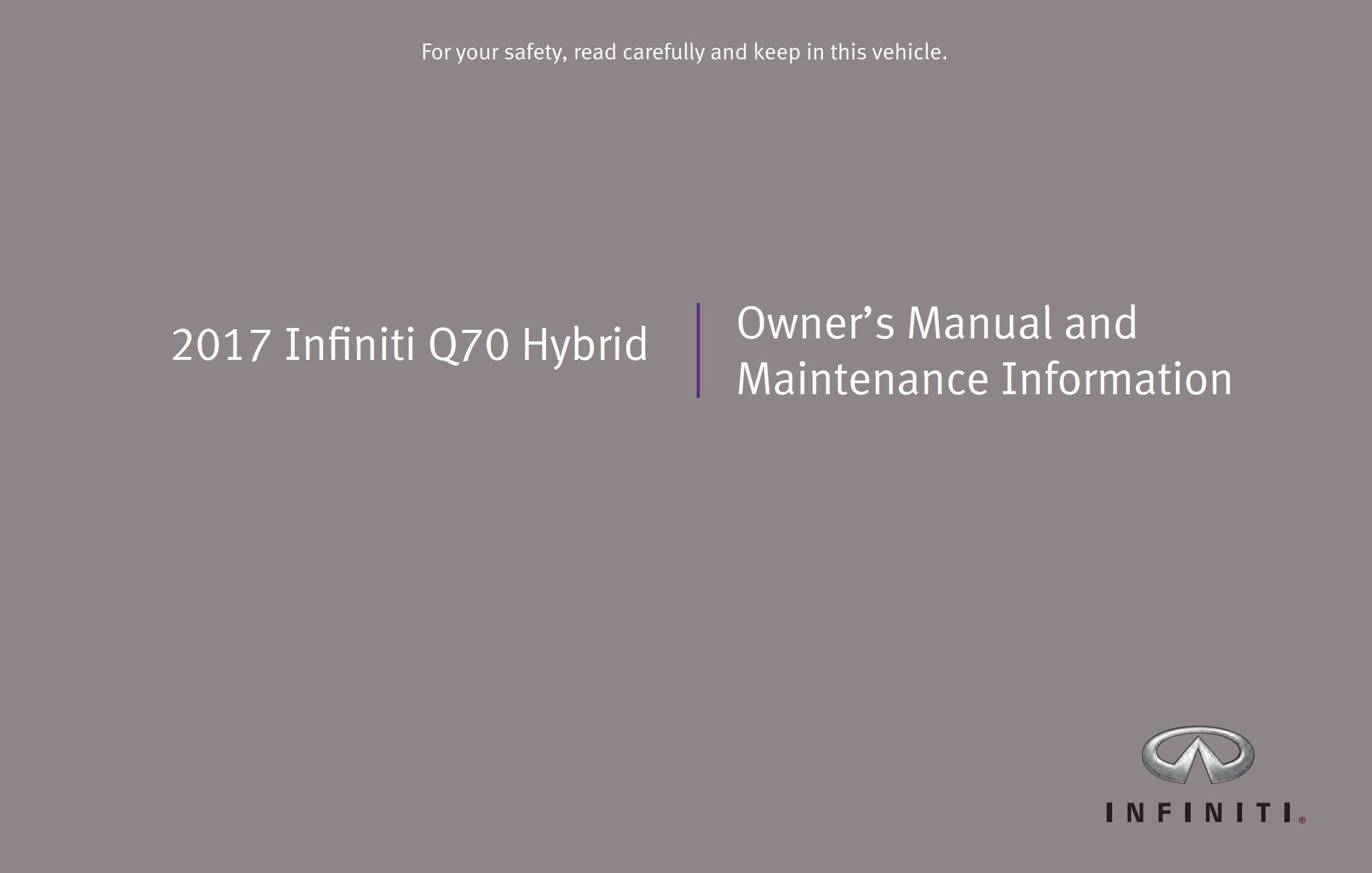 2017 infiniti q70 hybrid owner's manual