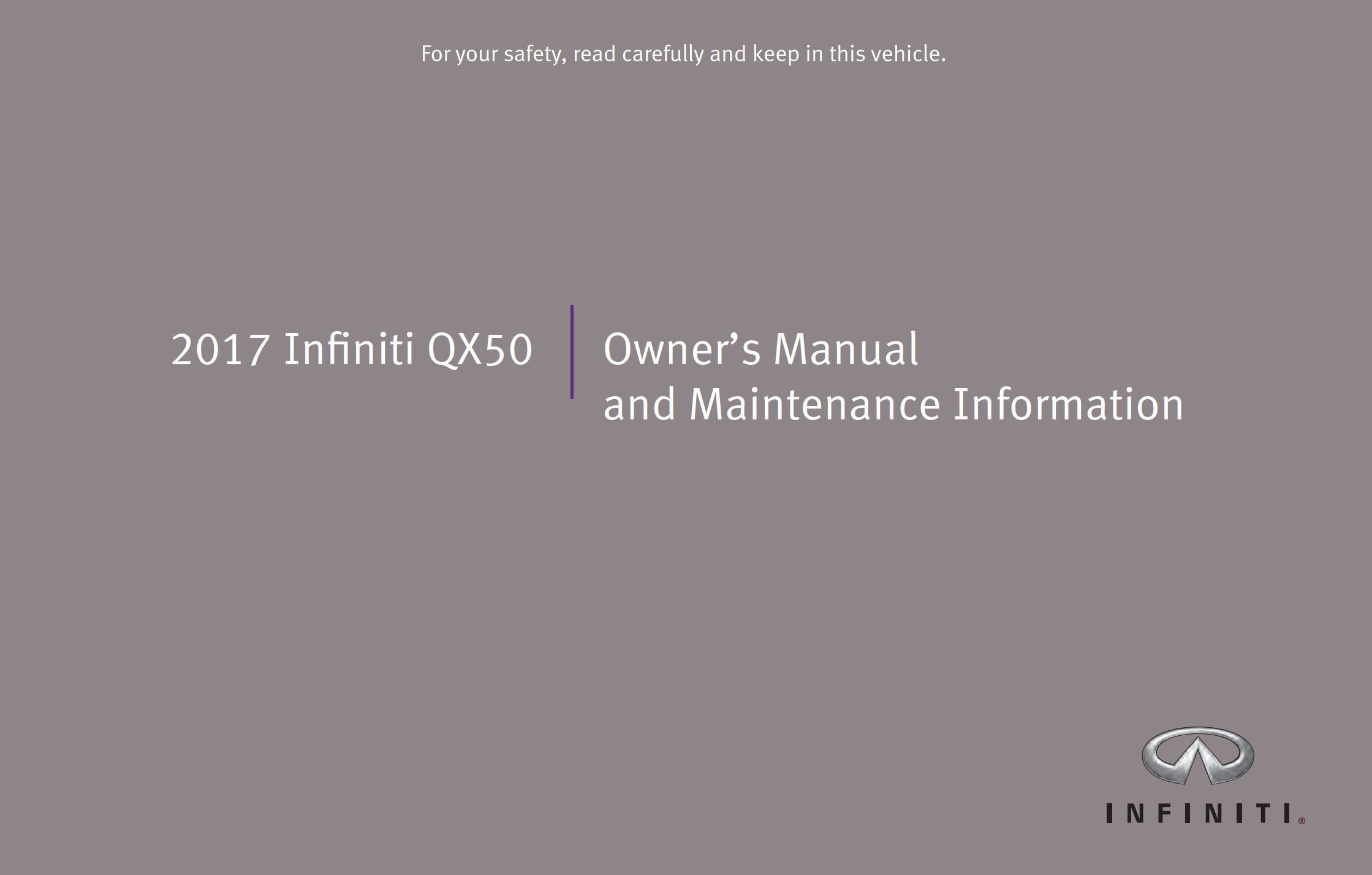 2017 infiniti qx50 owner's manual