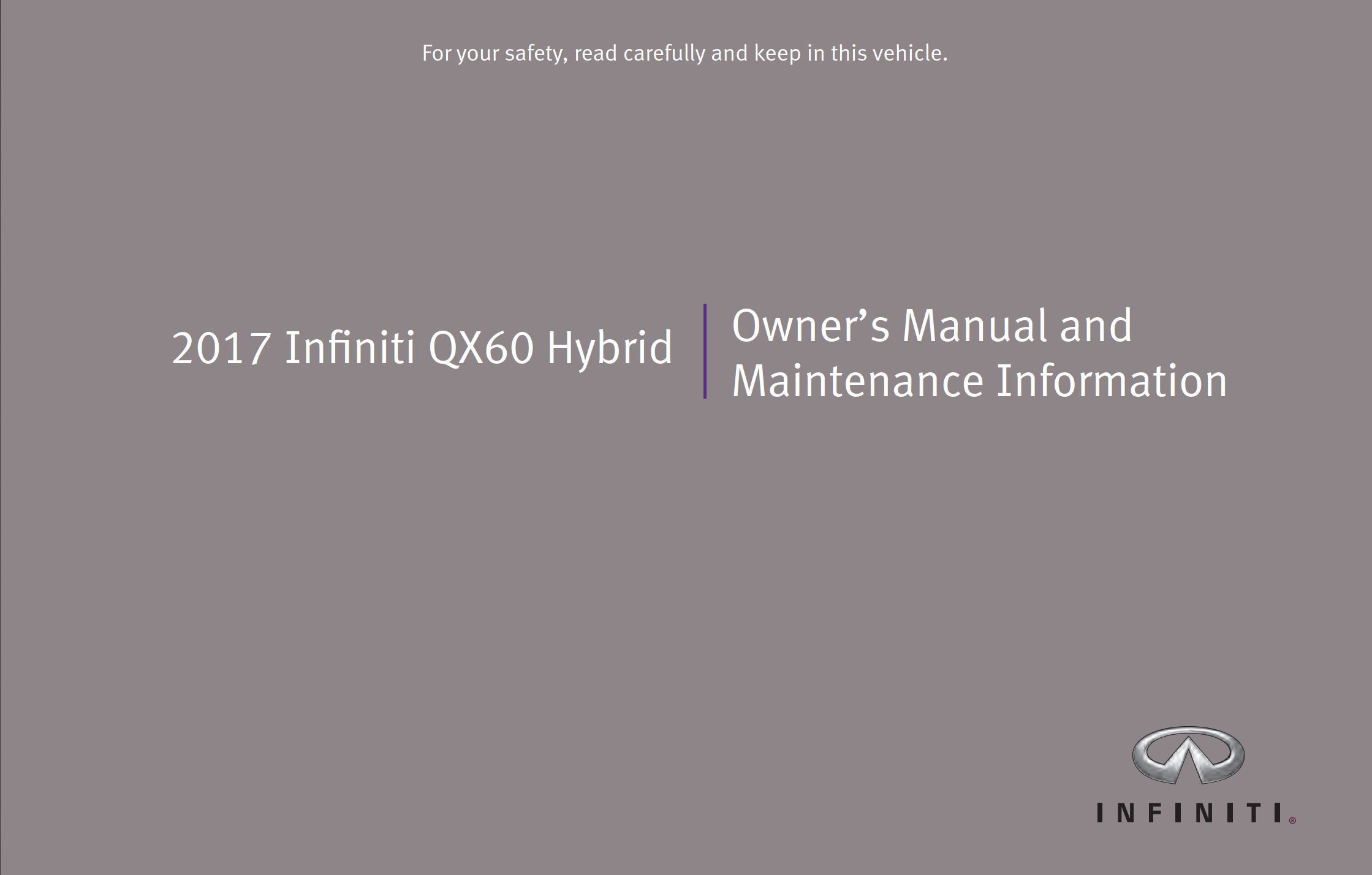 2017 infiniti qx60 hybrid owner's manual