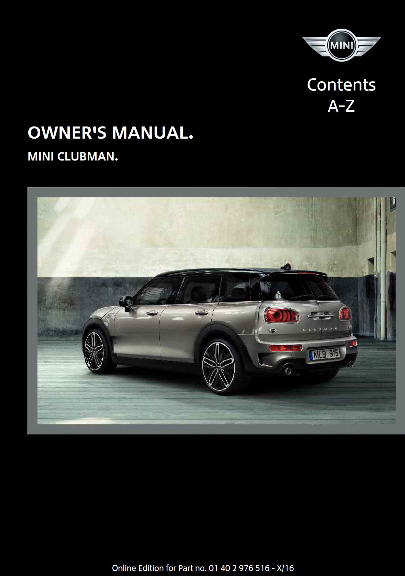 2017 mini clubman owner's manual