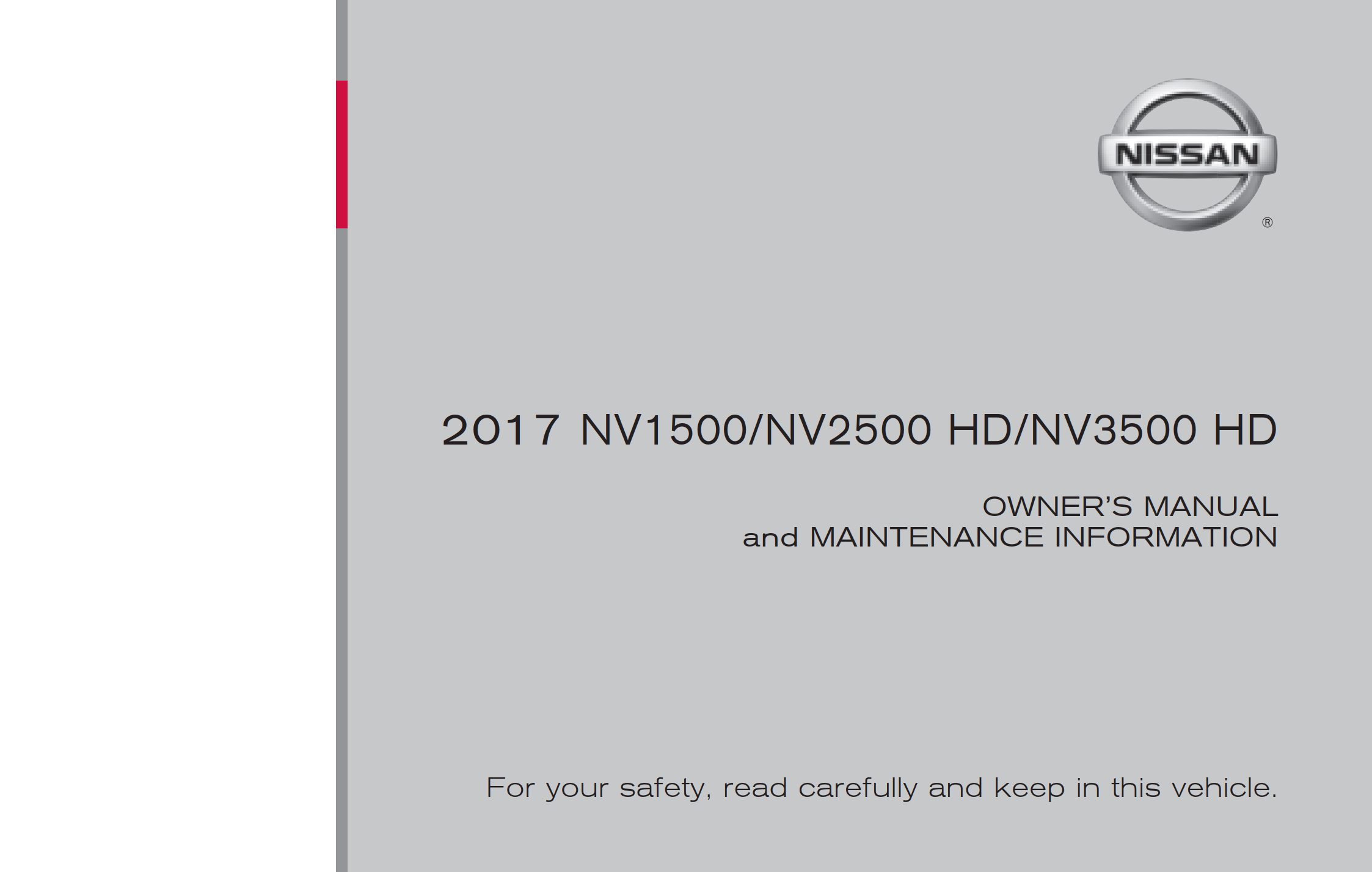 2017 nissan nv cargo van owner's manual