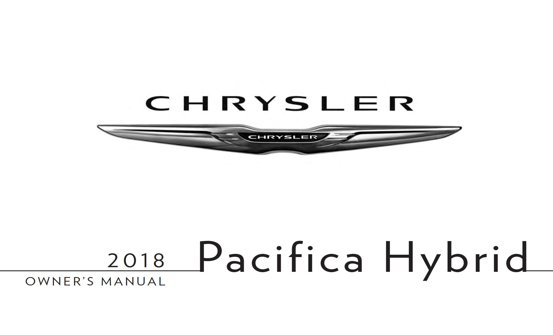 2018 chrysler pacifica hybrid owner's manual