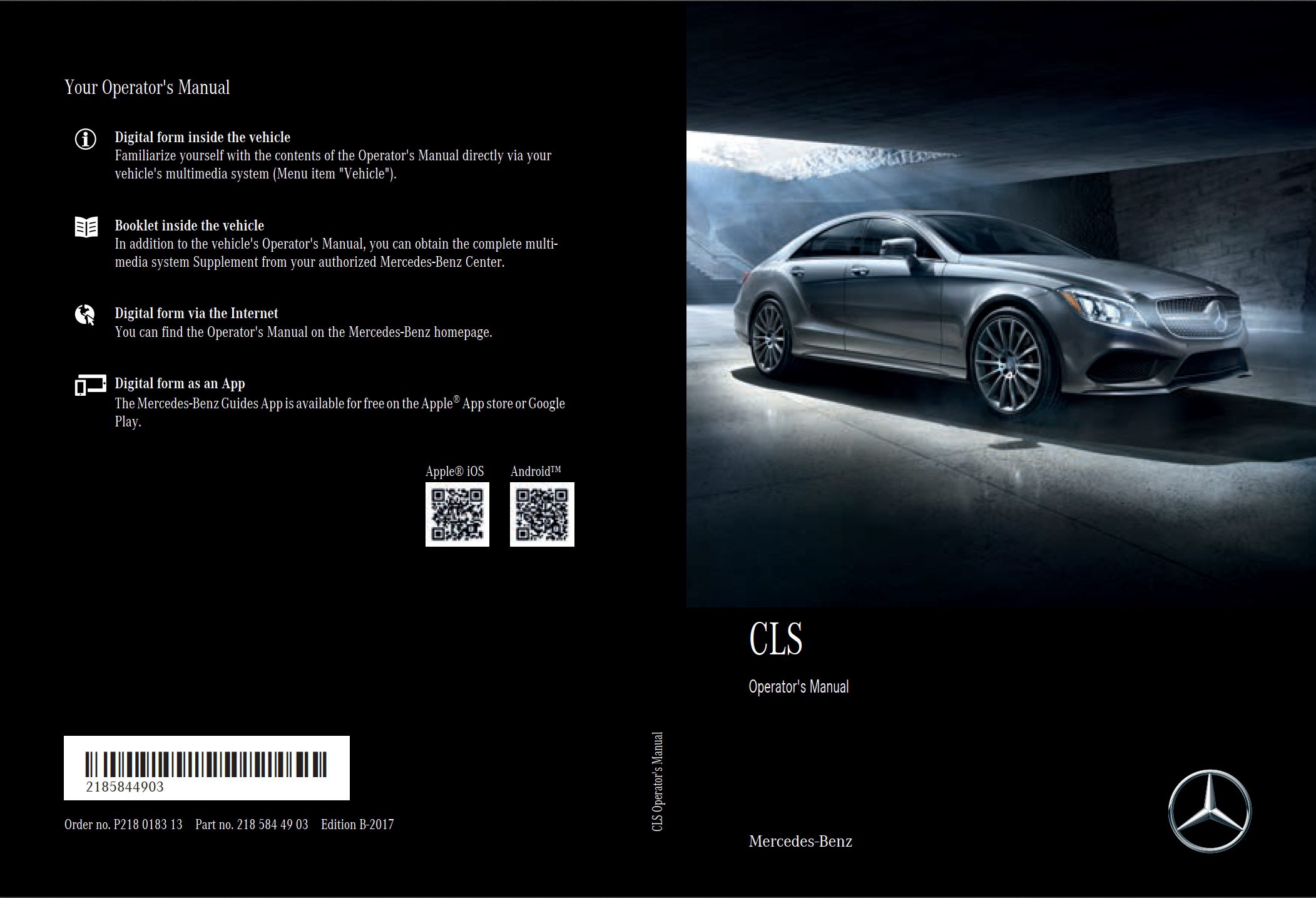 2018 mercedes benz cls owner's manual