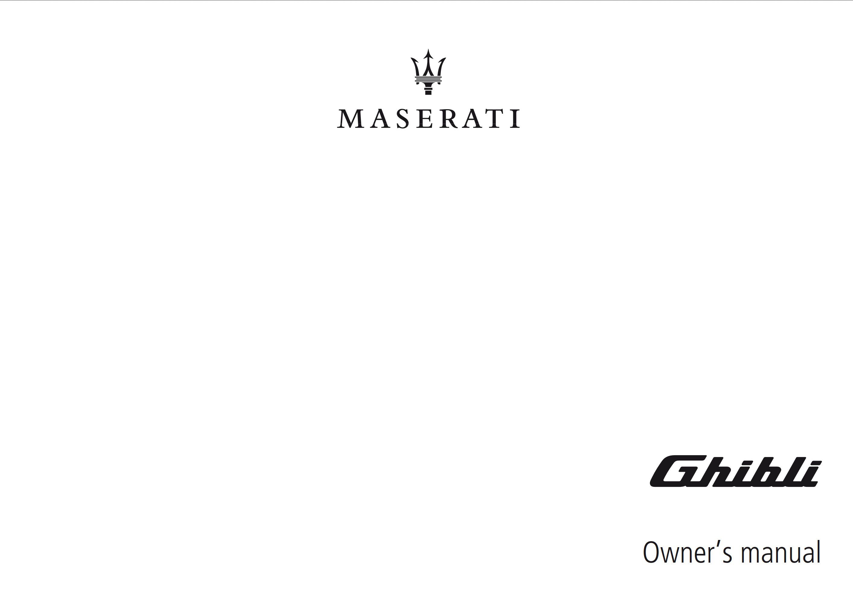 2019 maserati ghibli owner's manual