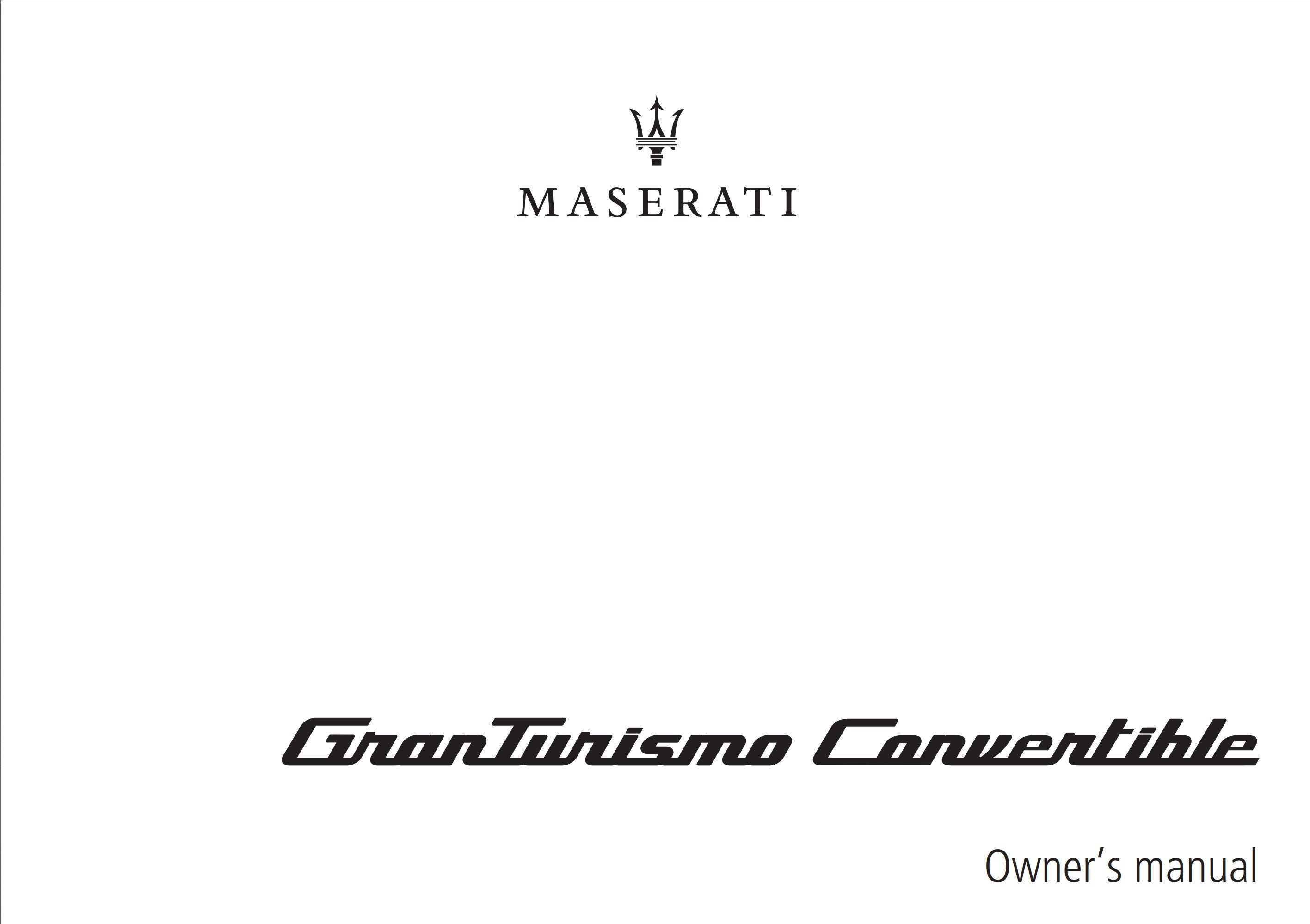 2019 maserati granturismo convertible owner's manual