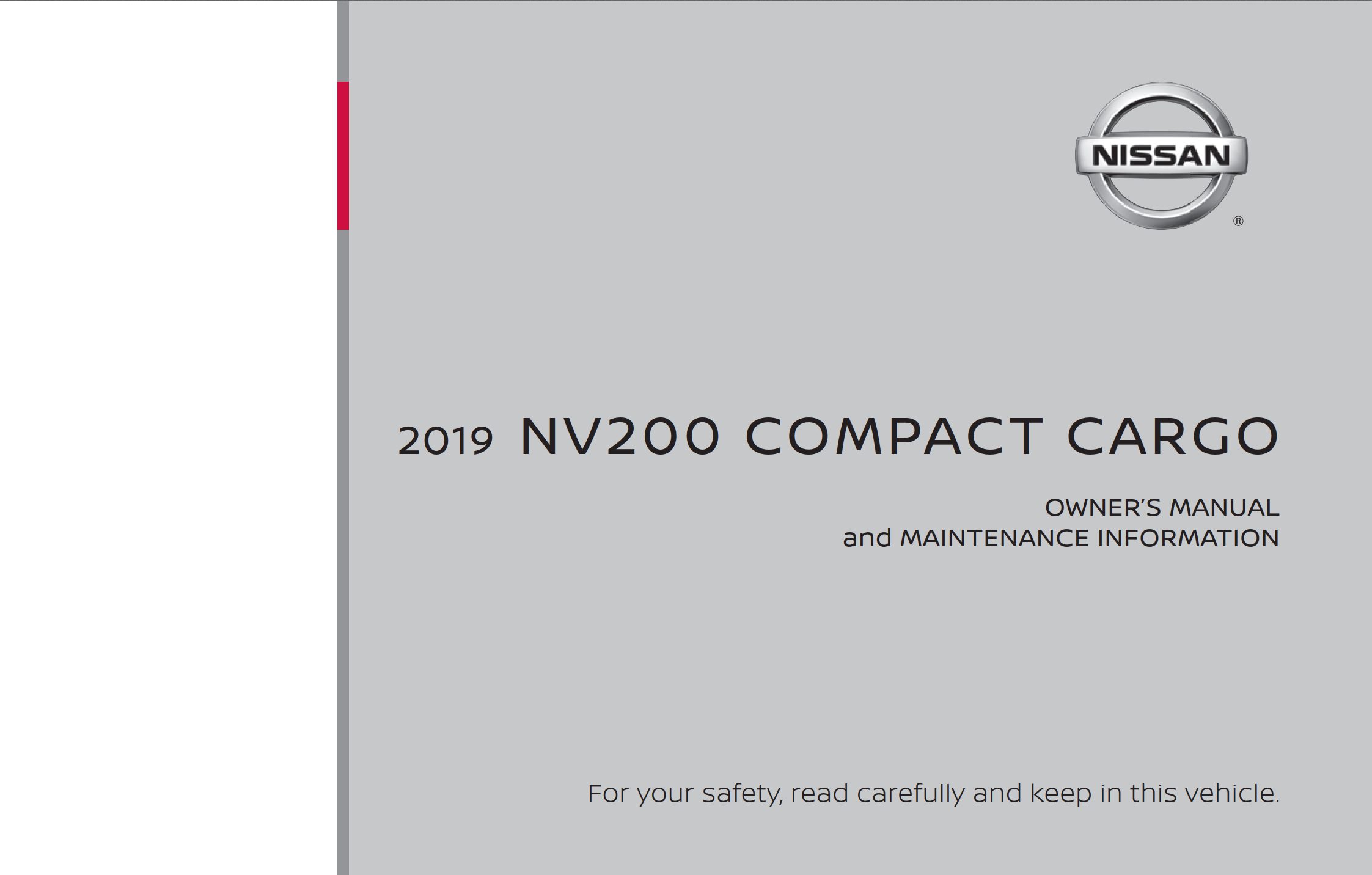 2019 nissan nv200 compact cargo owner's manual