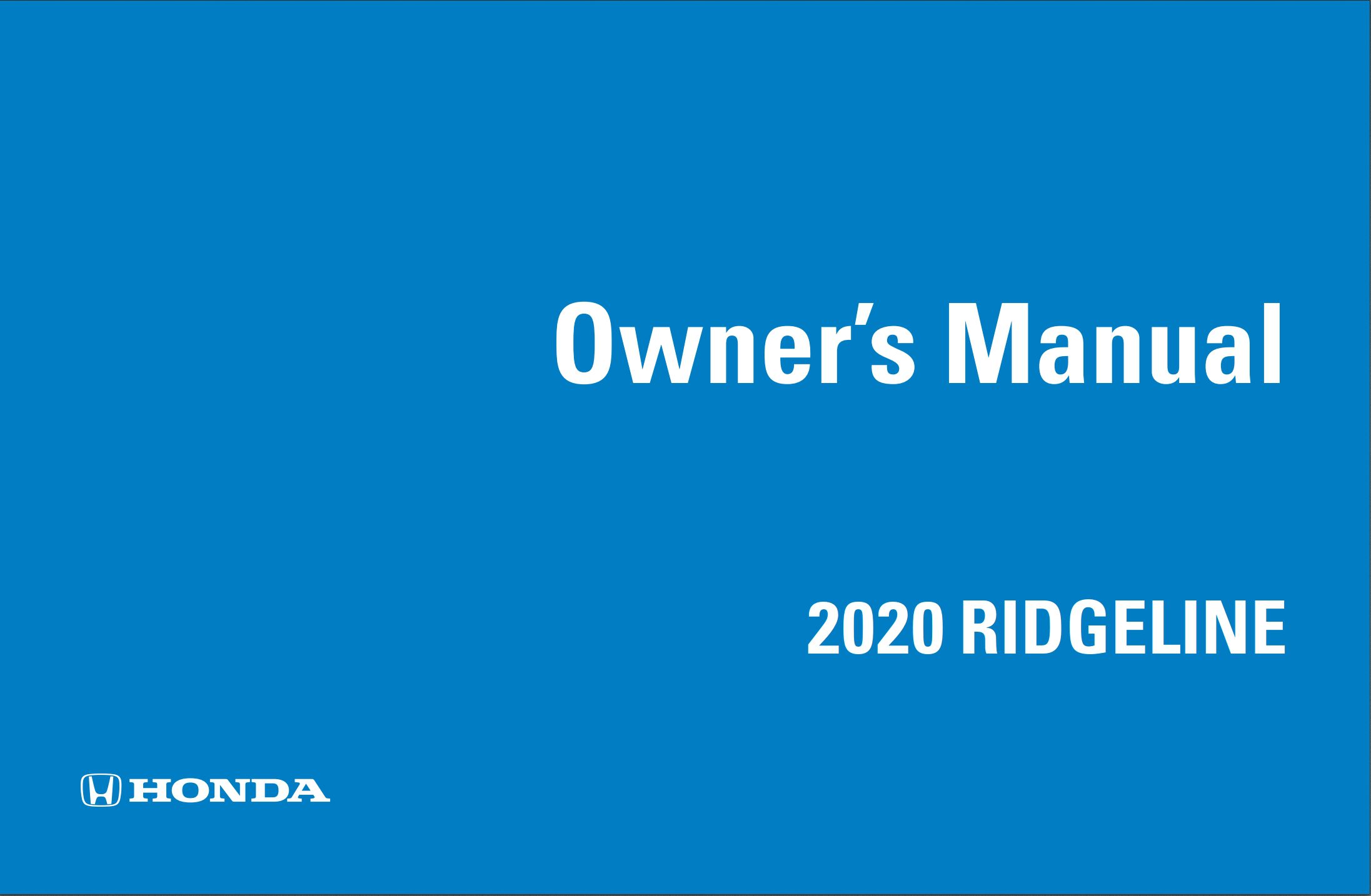 2020 honda ridgeline owner's manual