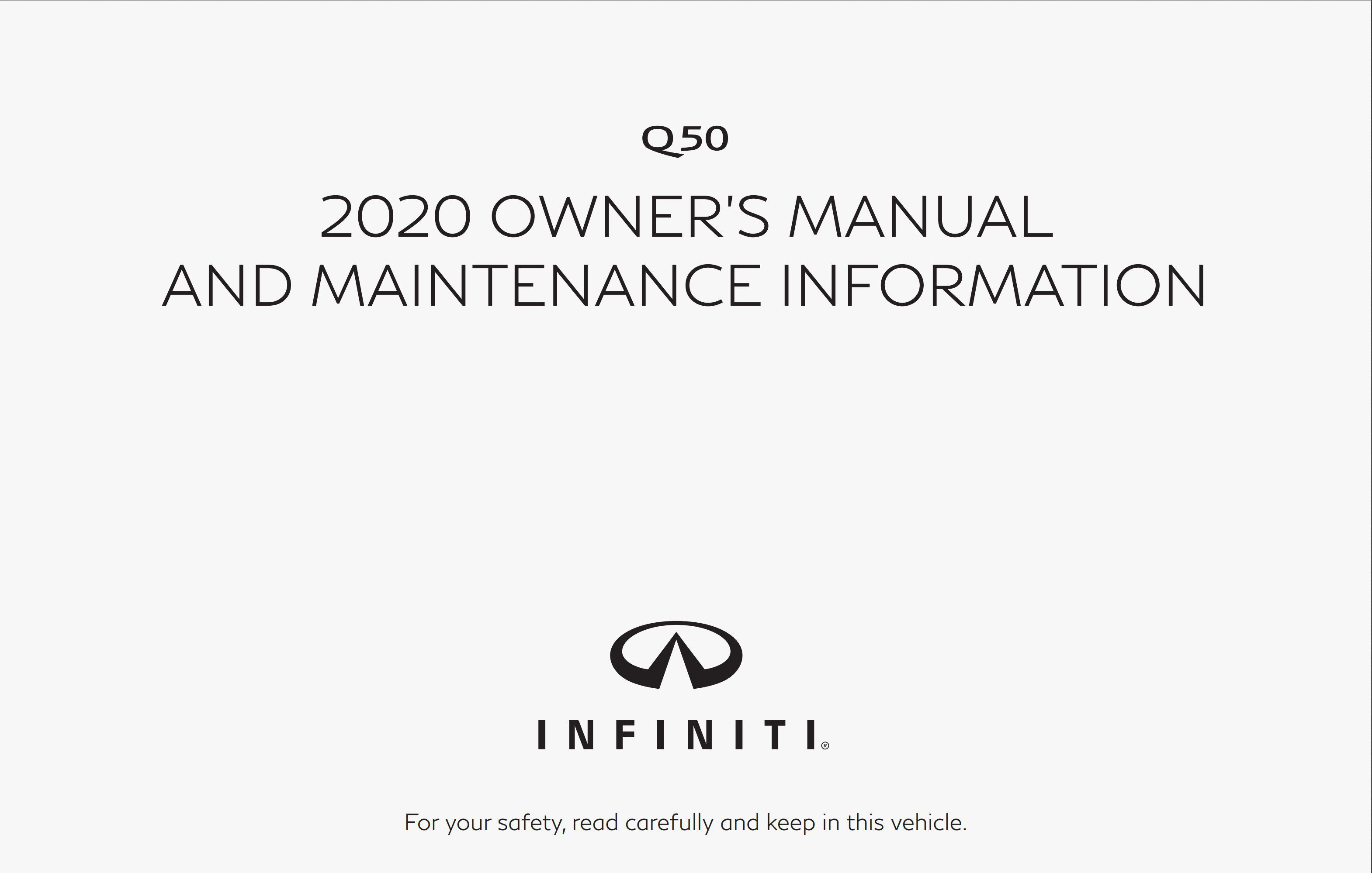 2020 infiniti q50 owner's manual