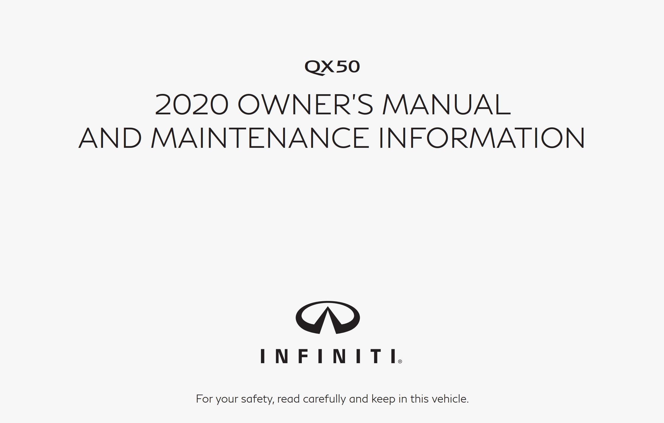 2020 infiniti qx50 owner's manual