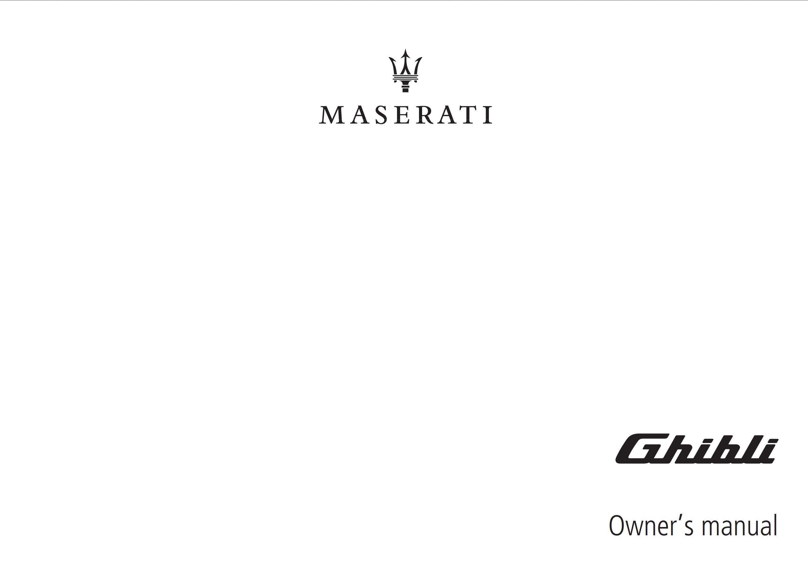 2020 maserati ghibli owner's manual