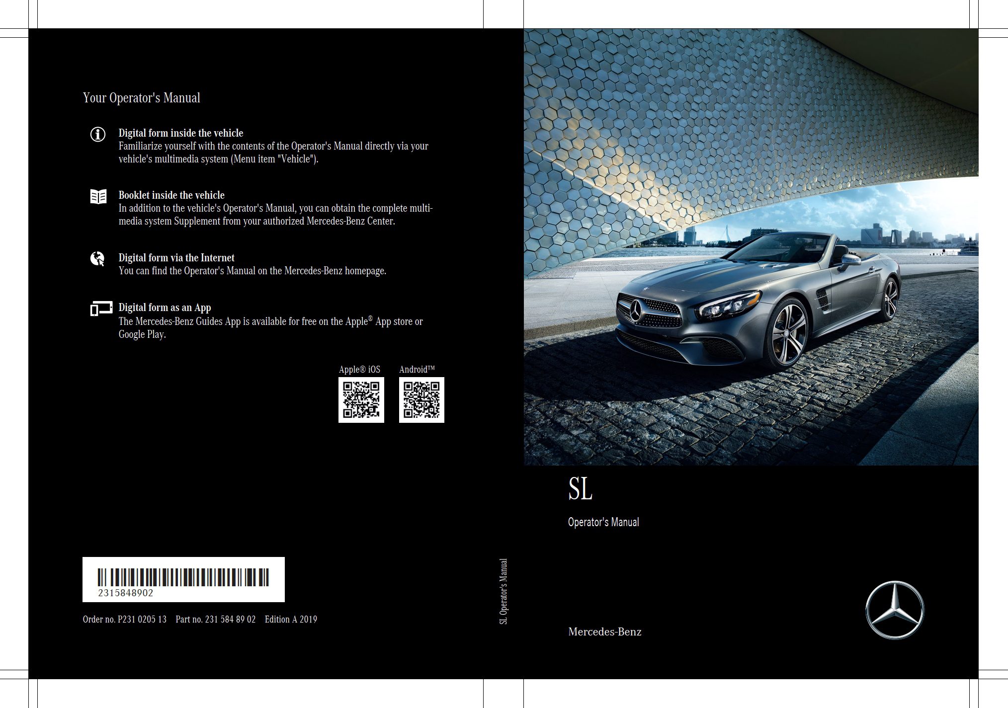 2020 mercedes benz sl class owner's manual