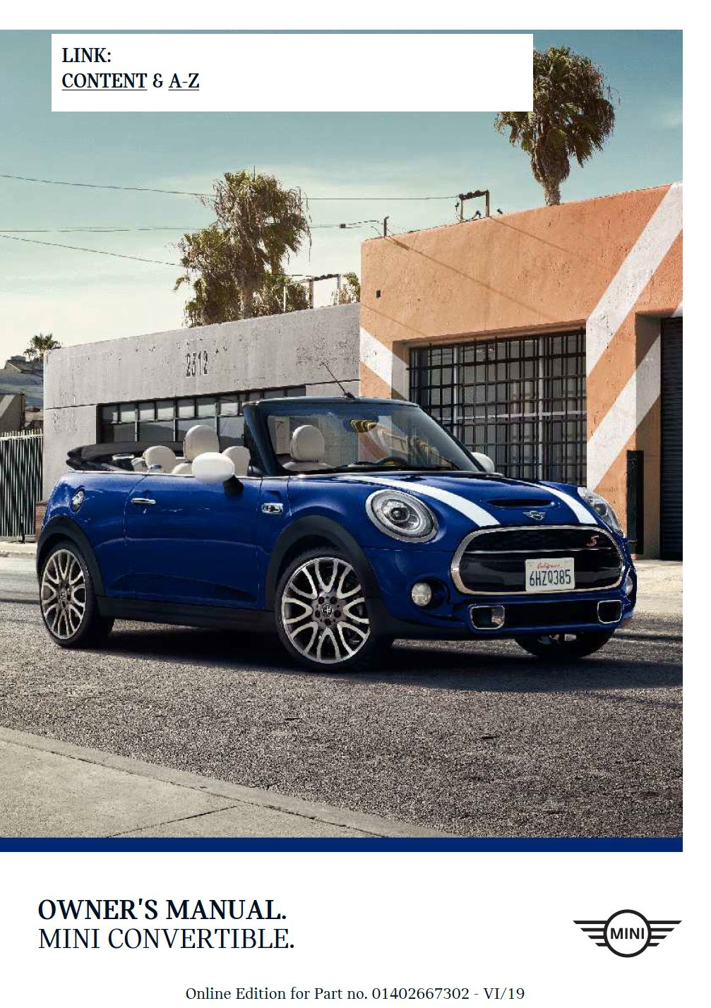 2020 mini cooper convertible owner's manual