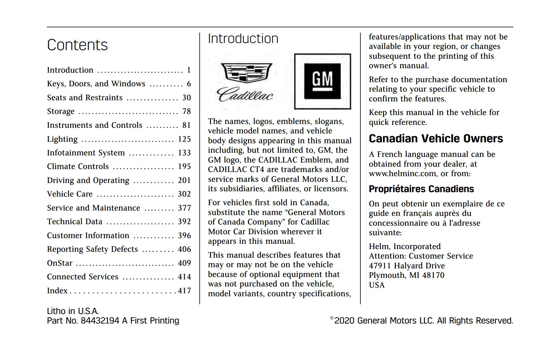 2021 cadillac ct4 owner's manual