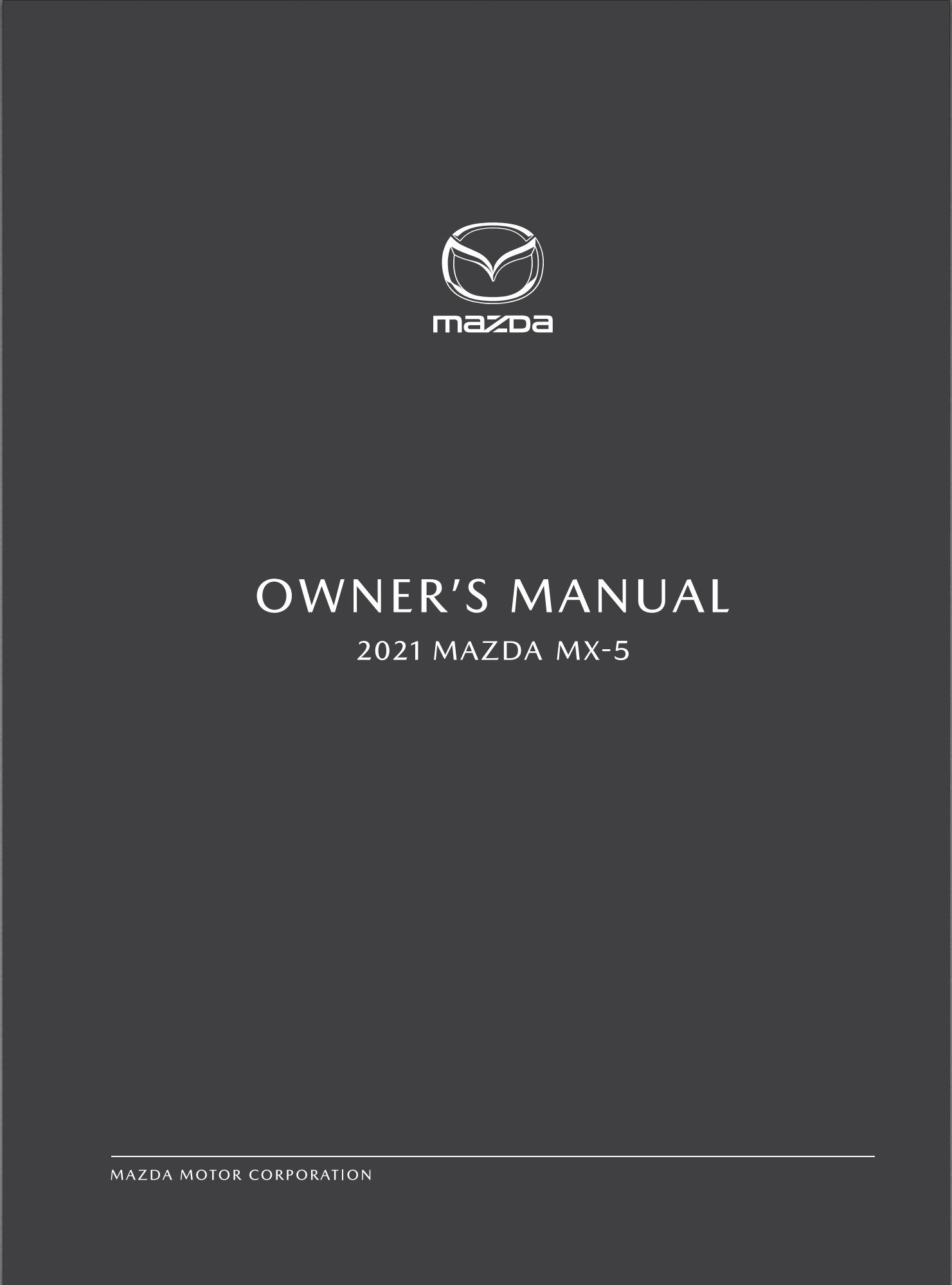 2021 mazda mx5 miata owner's manual