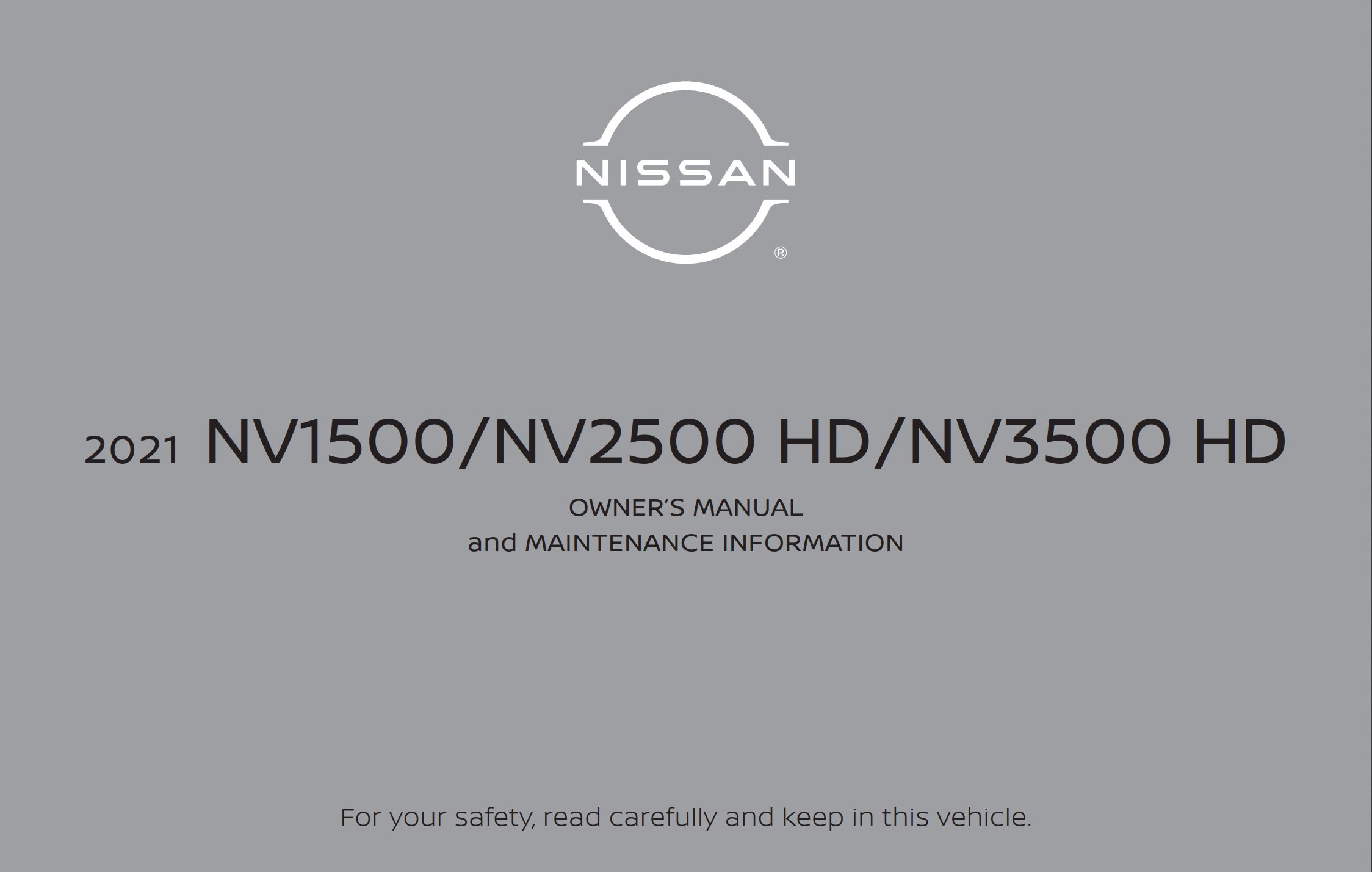 2021 nissan nv cargo van owner's manual