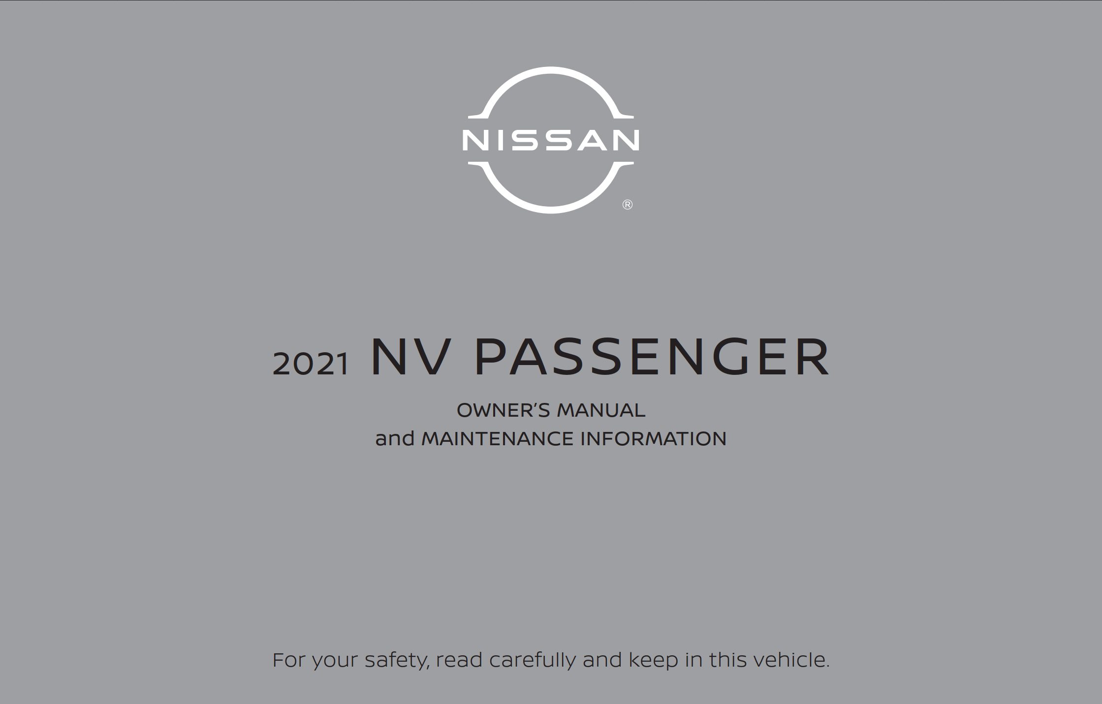 2021 nissan nv passenger owner's manual