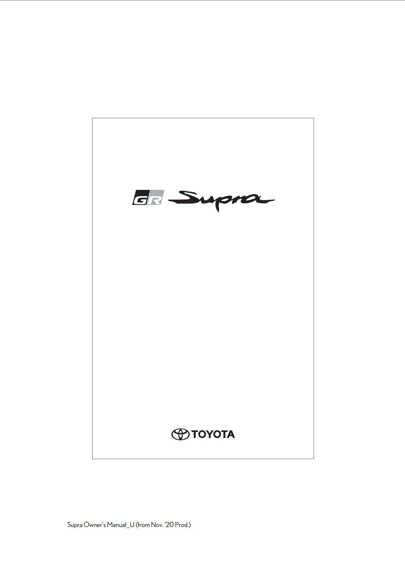 2021 toyota supra owner's manual