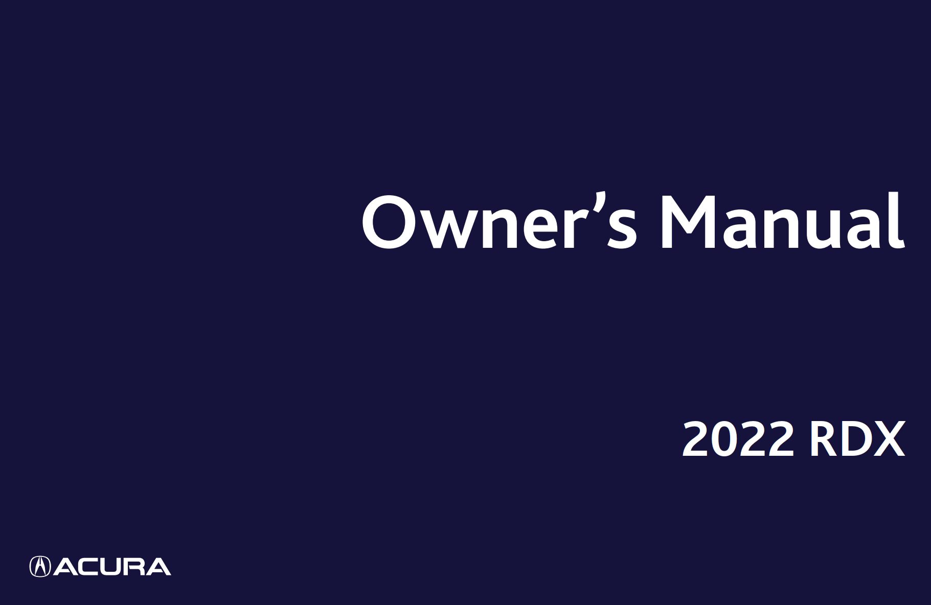 2022 acura rdx owner's manual