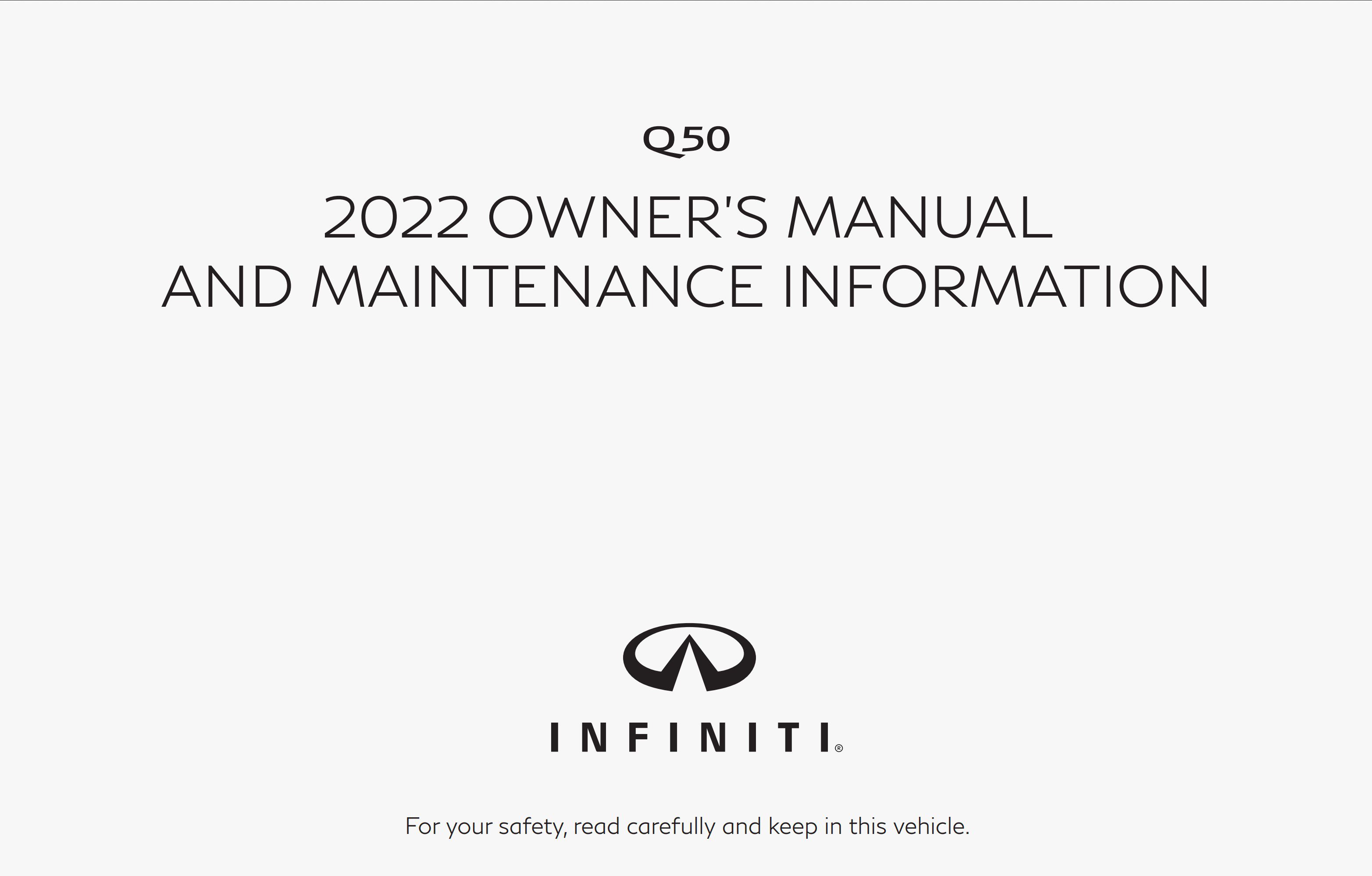 2022 infiniti q50 owner's manual