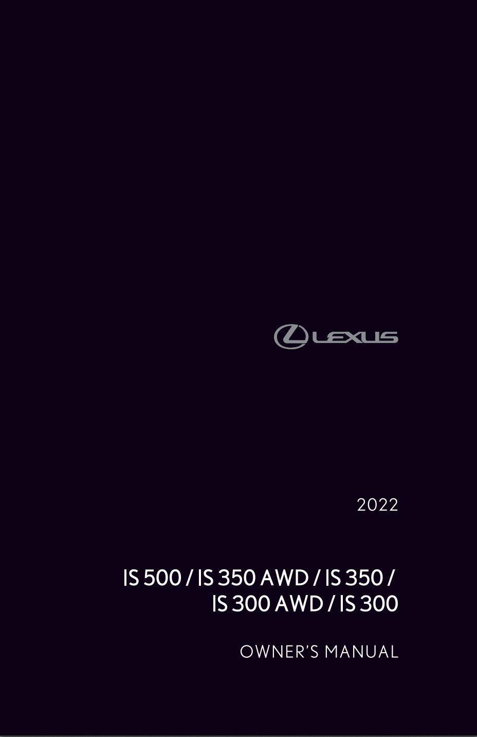 2022 lexus is350 owner's manual