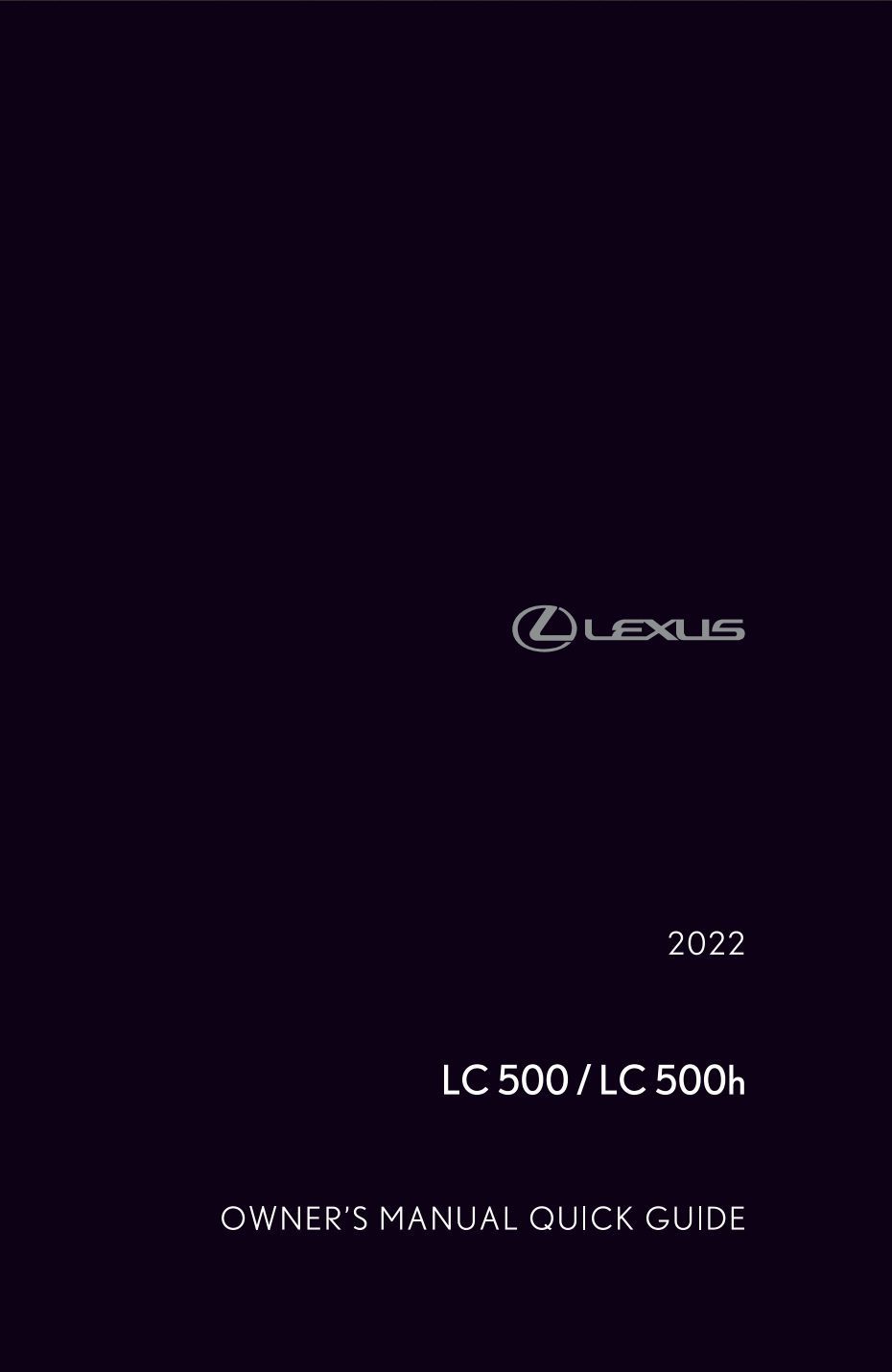 2022 lexus lc 500h owner's manual