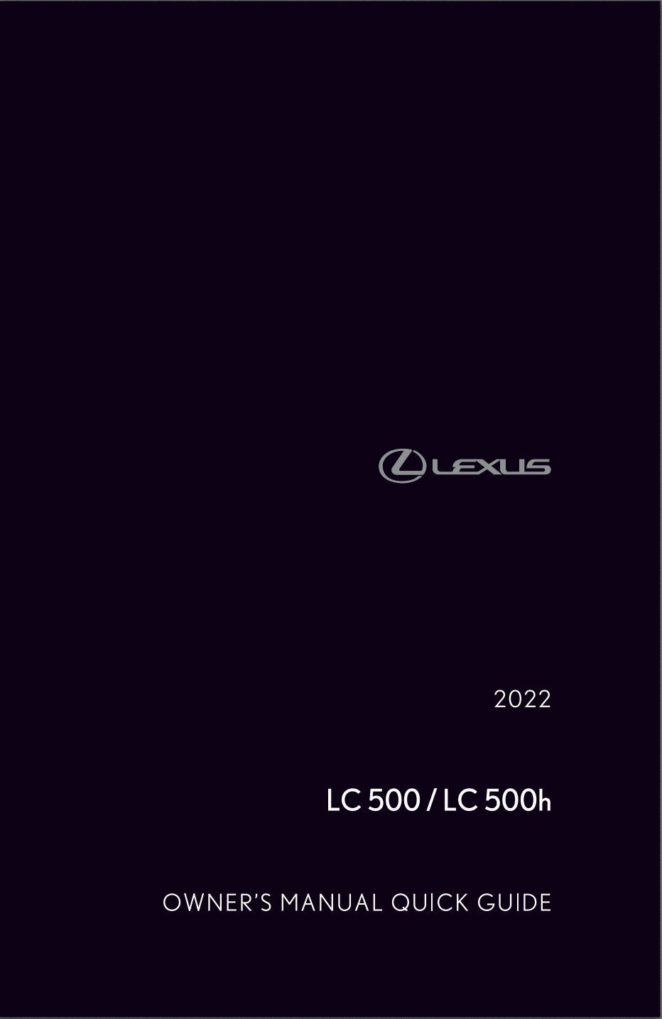 2022 lexus lc500 owner's manual