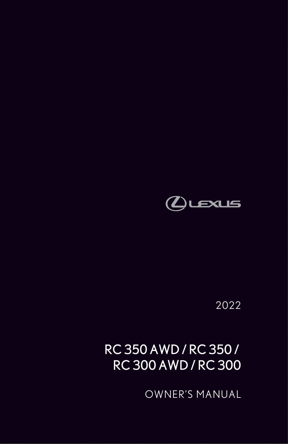 2022 lexus rc300 owner's manual