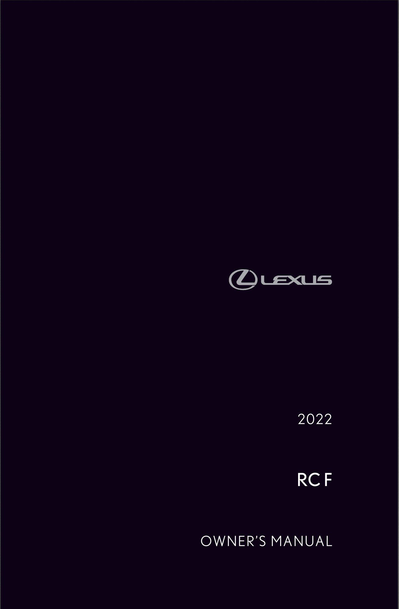 2022 lexus rcf owner's manual