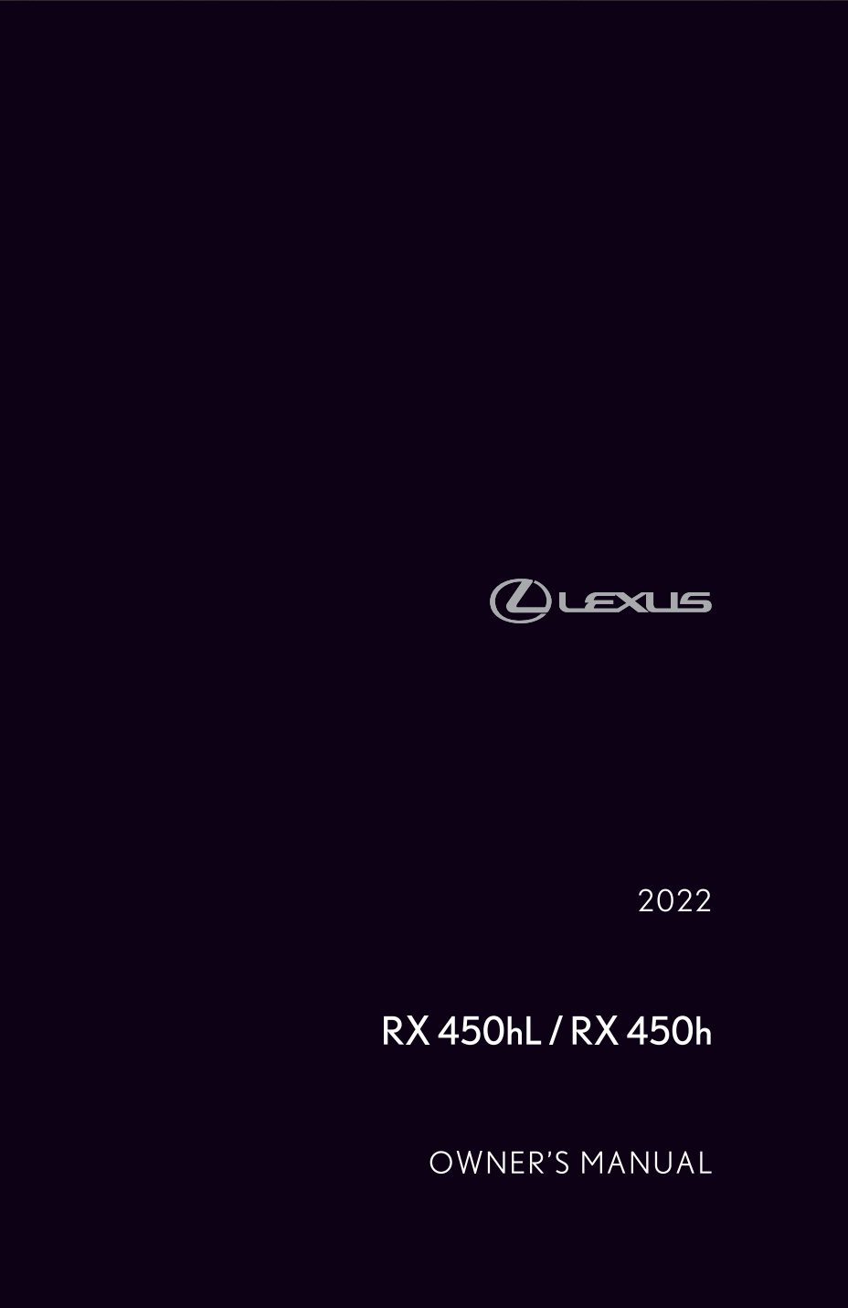 2022 lexus rx 450h owner's manual