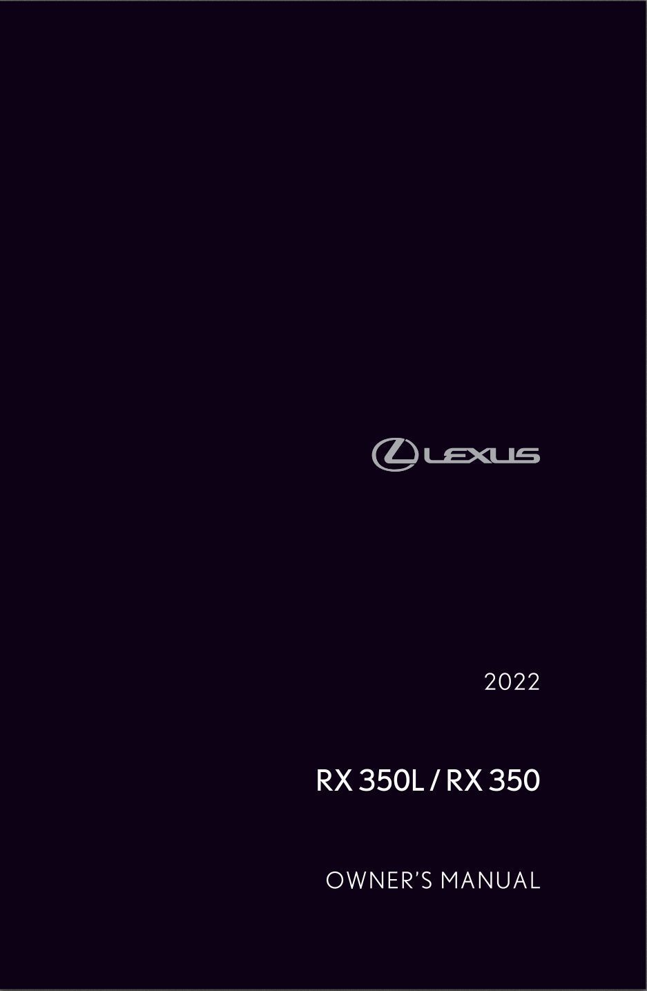 2022 lexus rx350 owner's manual