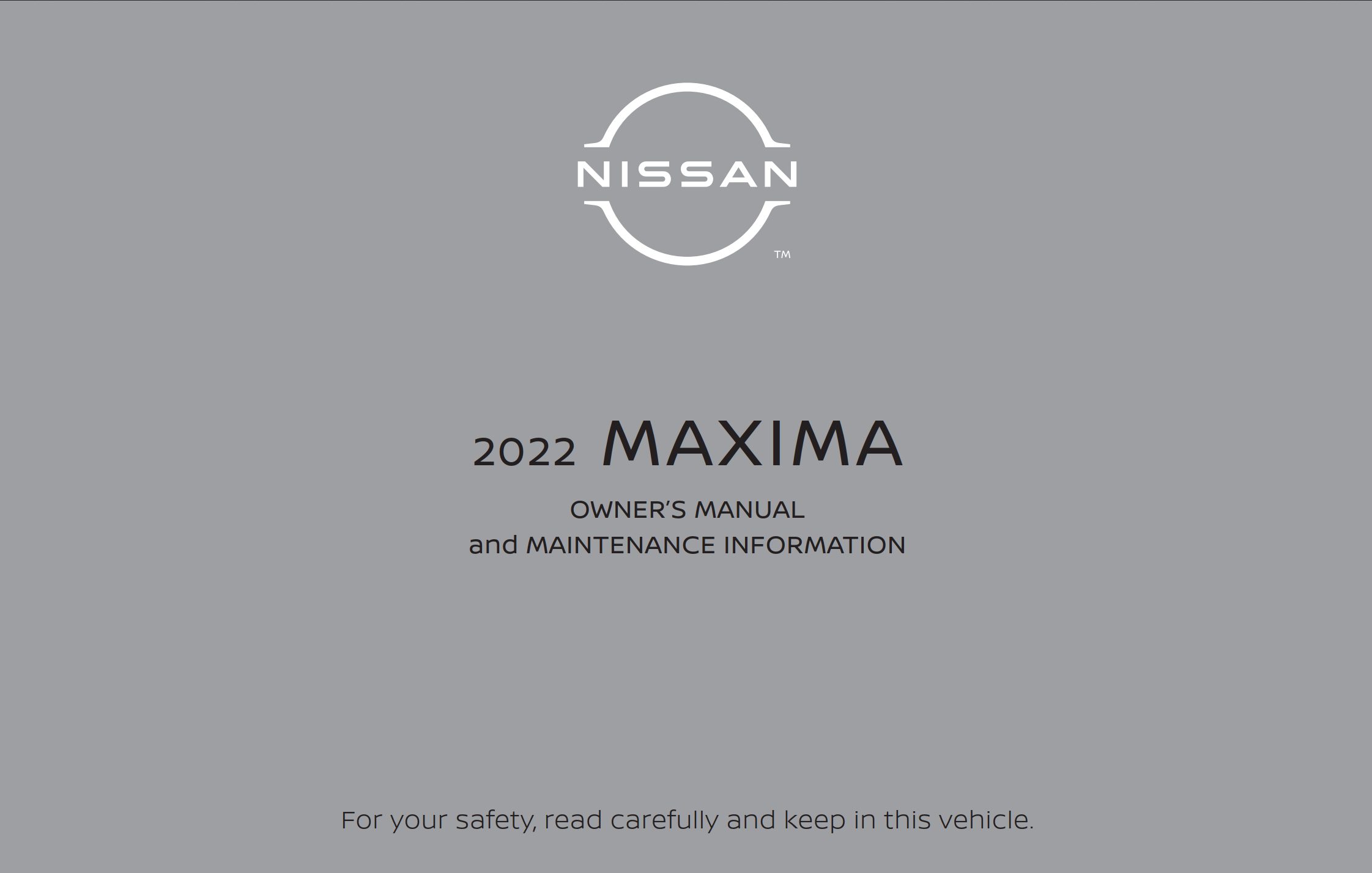 2022 nissan maxima owner's manual