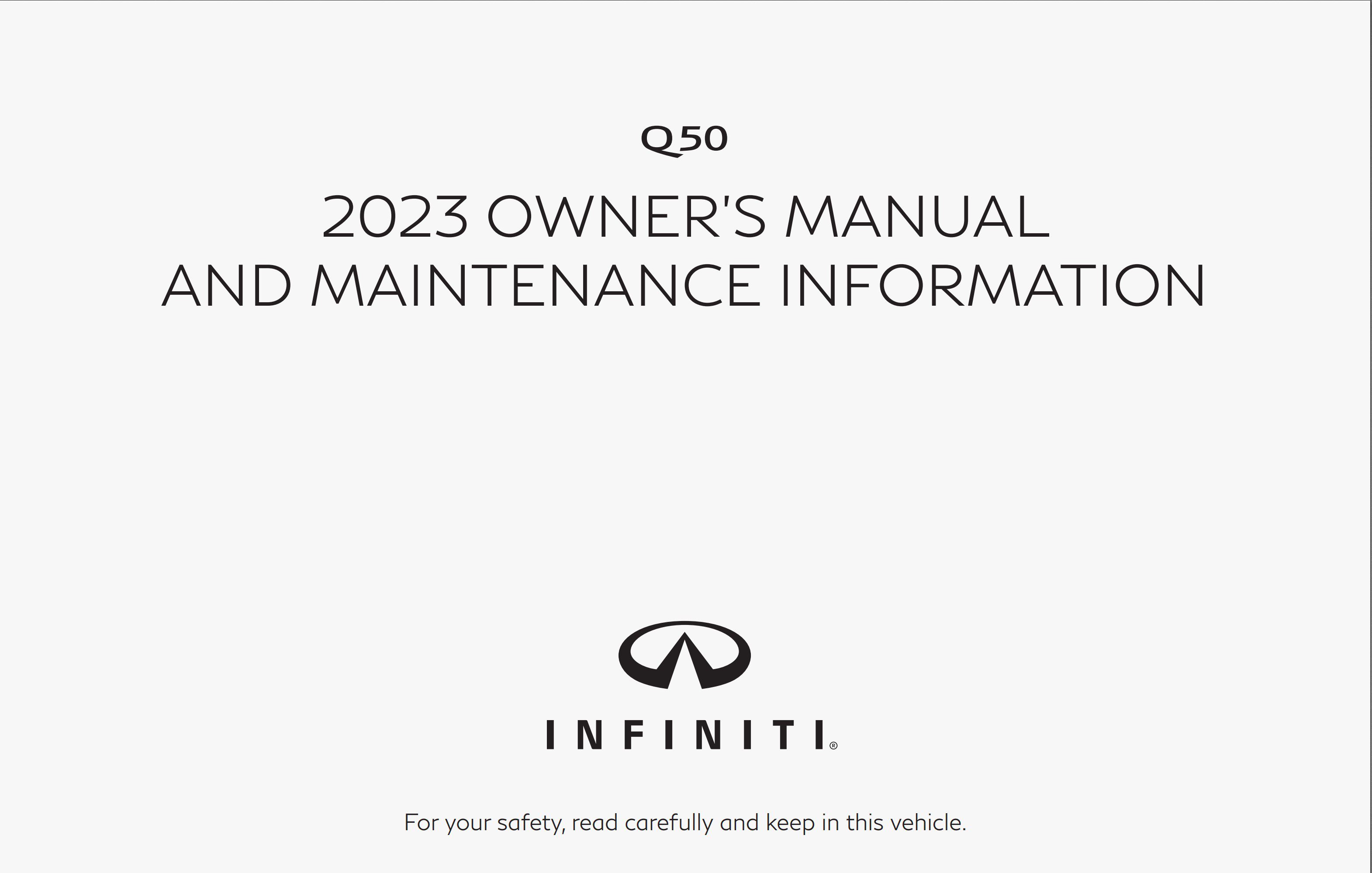 2023 infiniti q50 owner's manual