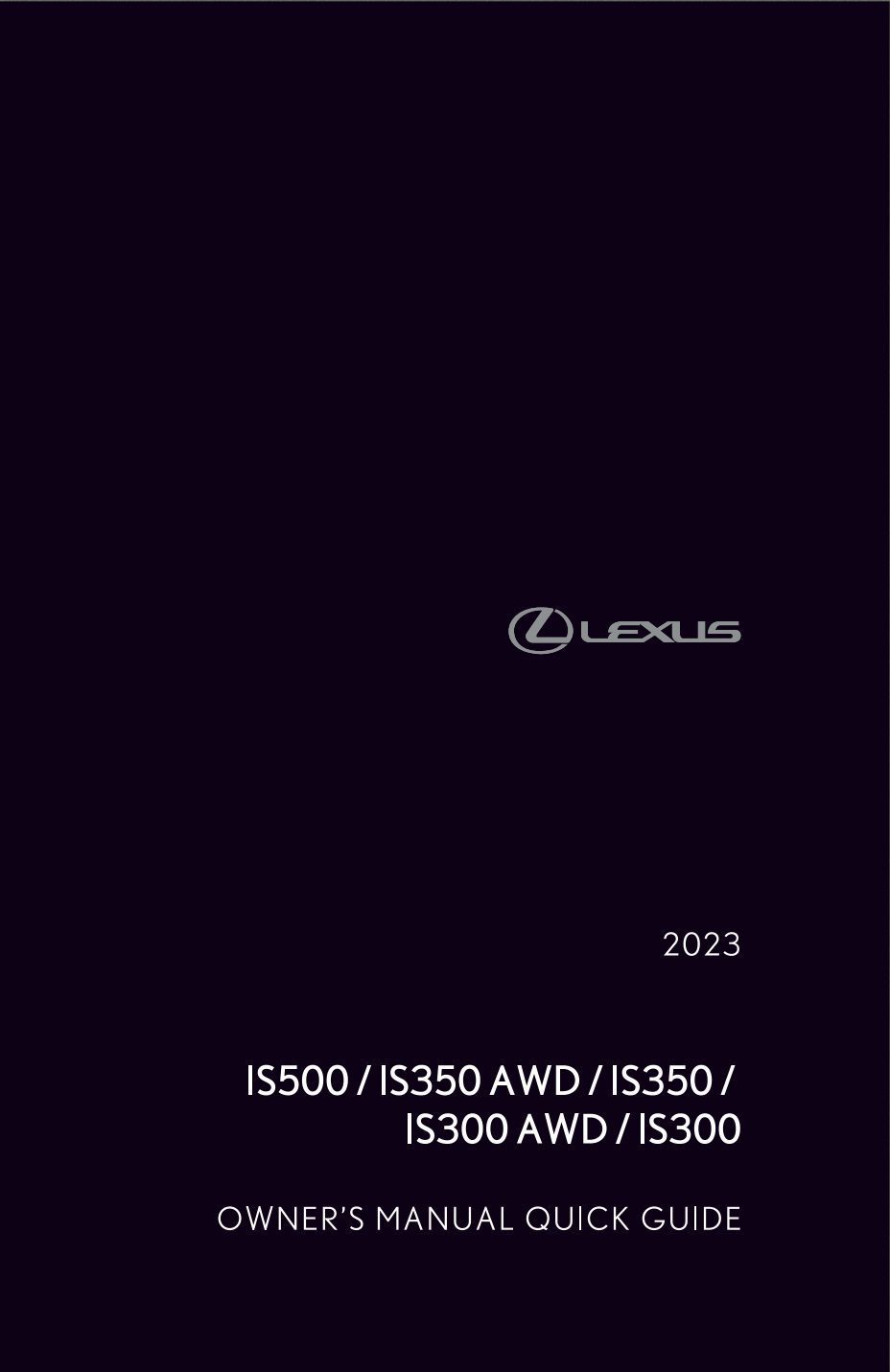 2023 lexus is350 owner's manual