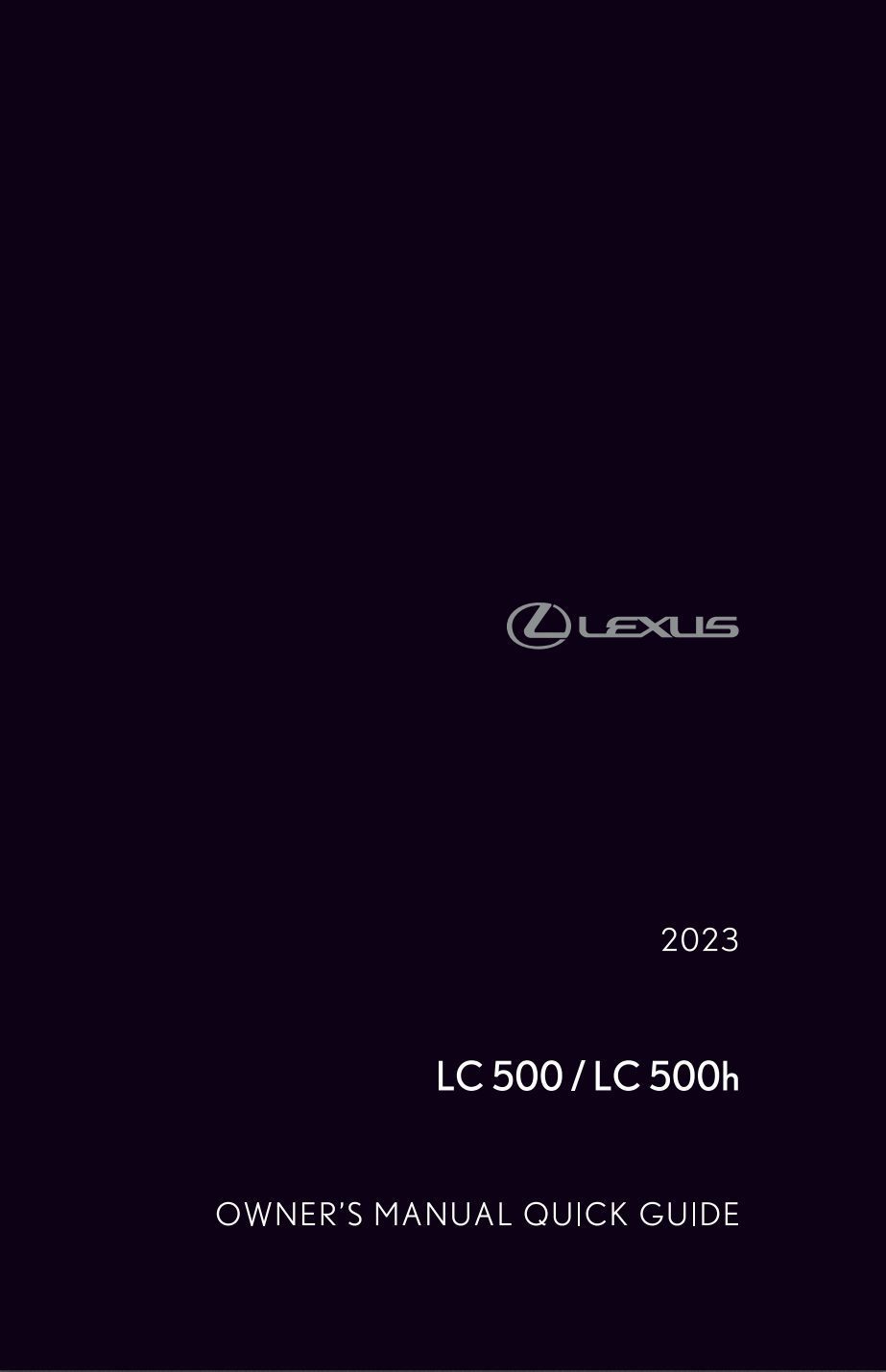 2023 lexus lc500 owner's manual