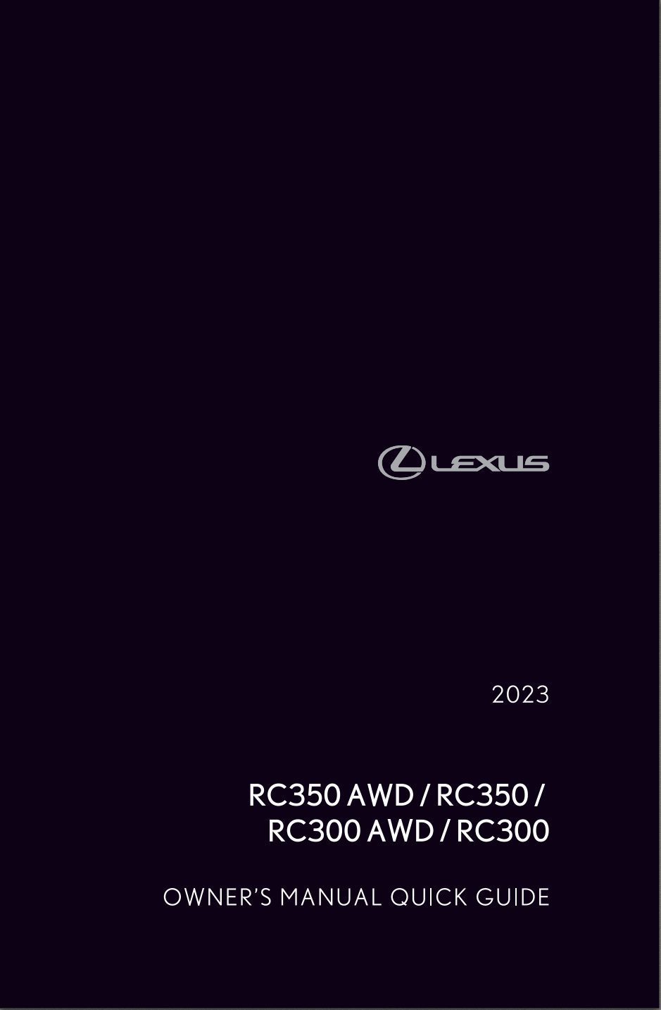 2023 lexus rc350 owner's manual