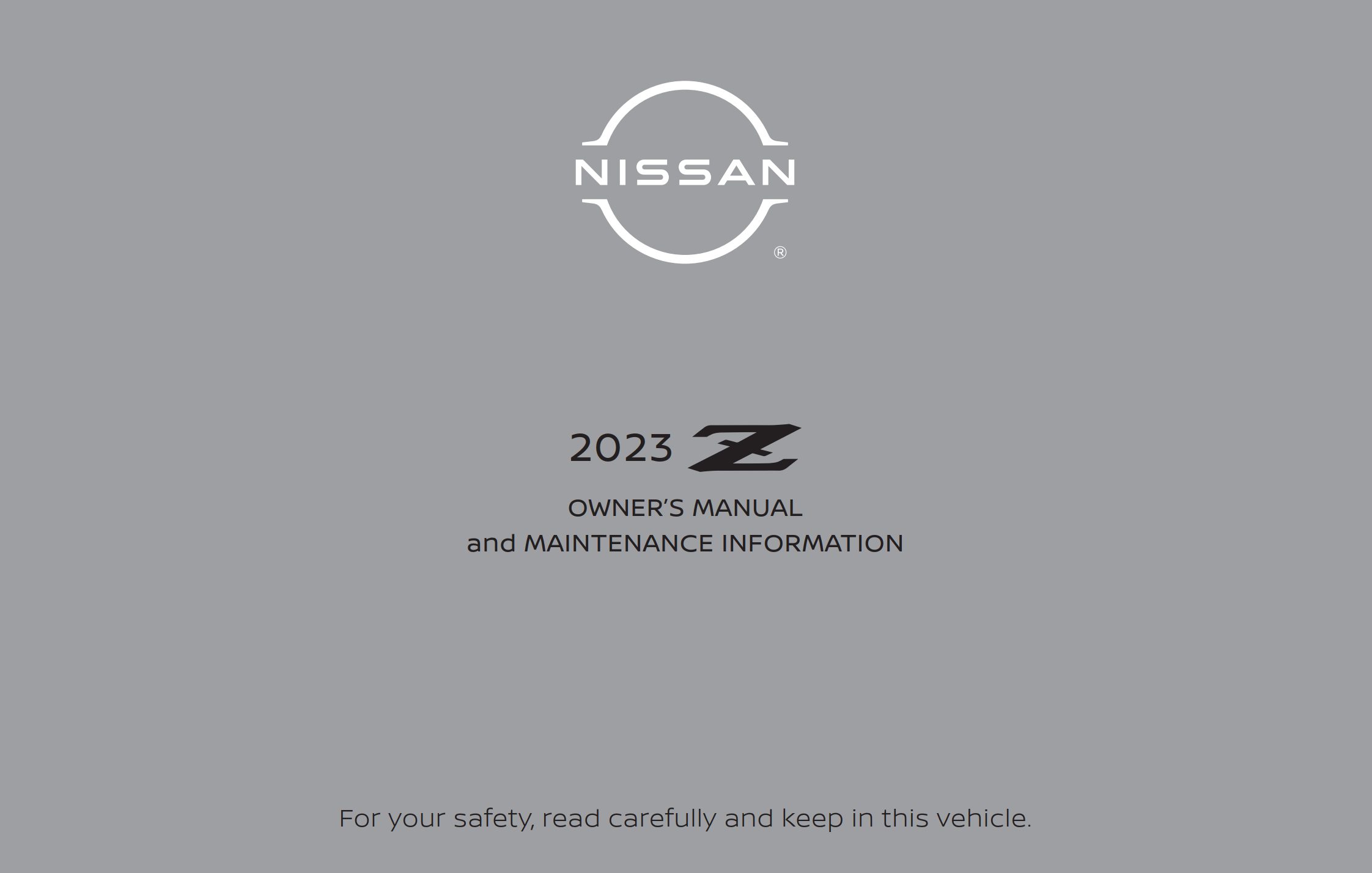 2023 nissan z owner's manual