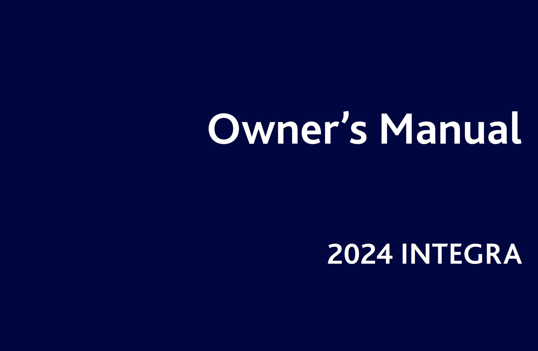 2024 acura integra owner's manual