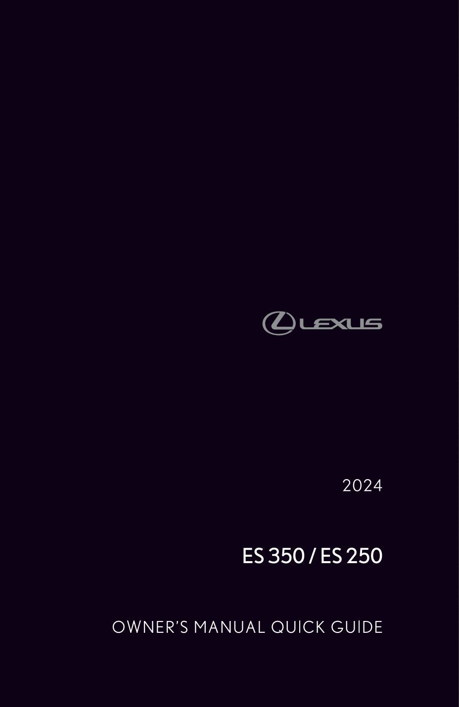 2024 lexus es350 owner's manual