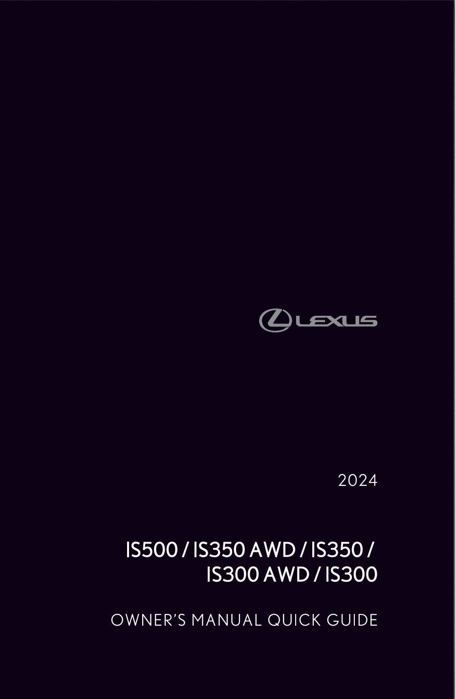 2024 lexus is300 owner's manual