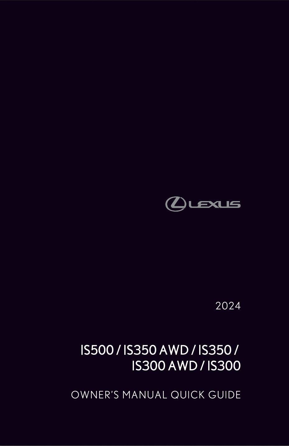 2024 lexus is350 owner's manual