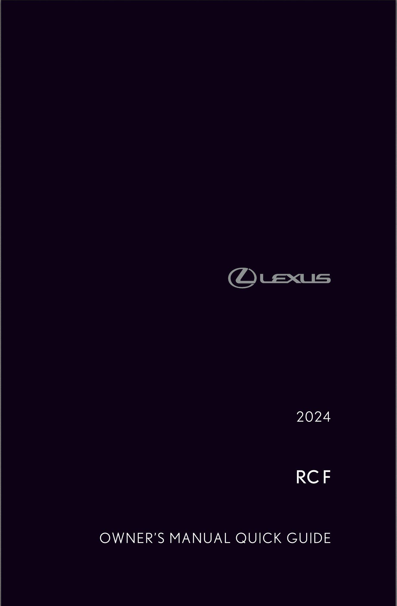 2024 lexus rcf owner's manual