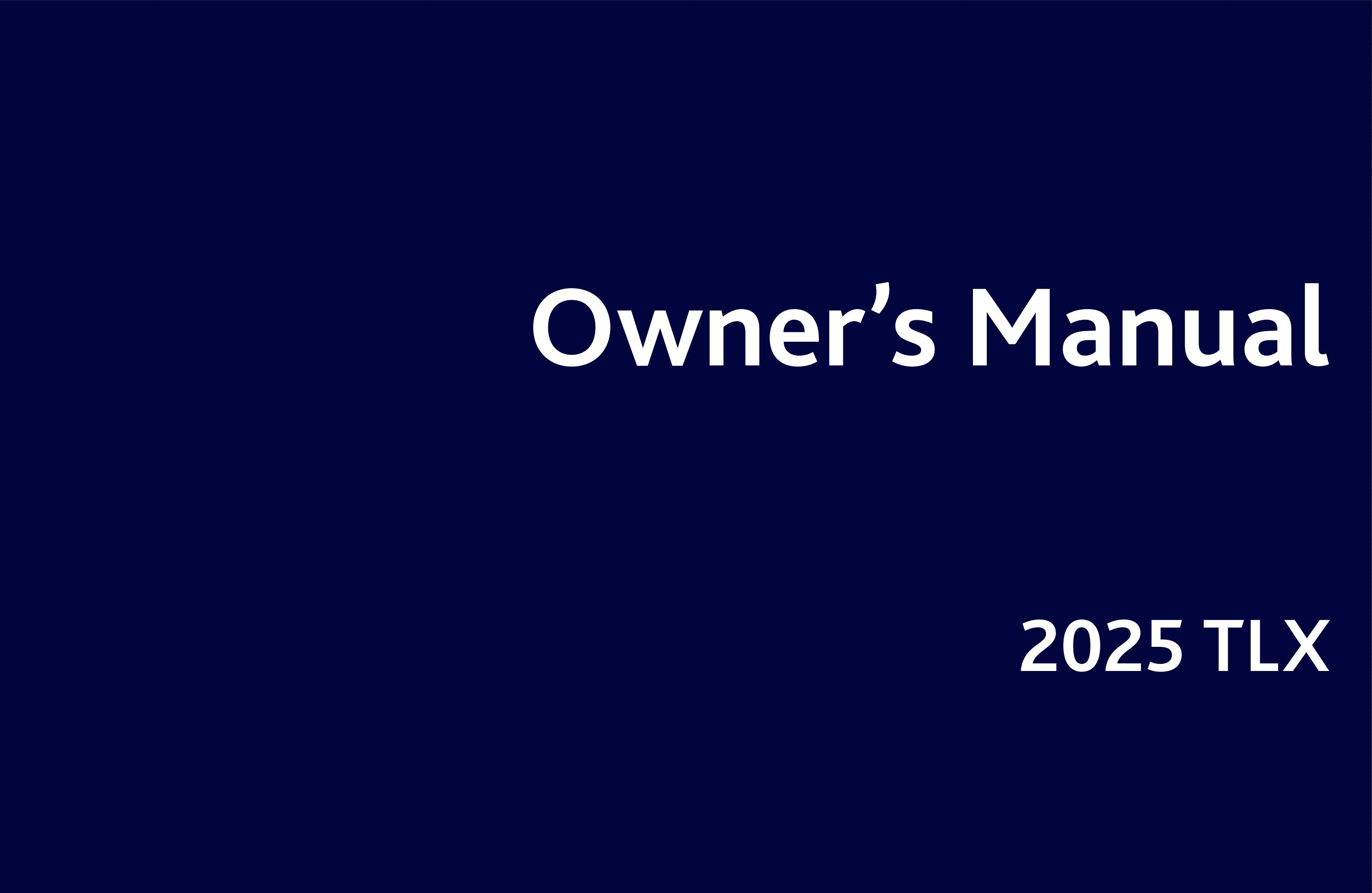 2025 acura tlx owner's manual